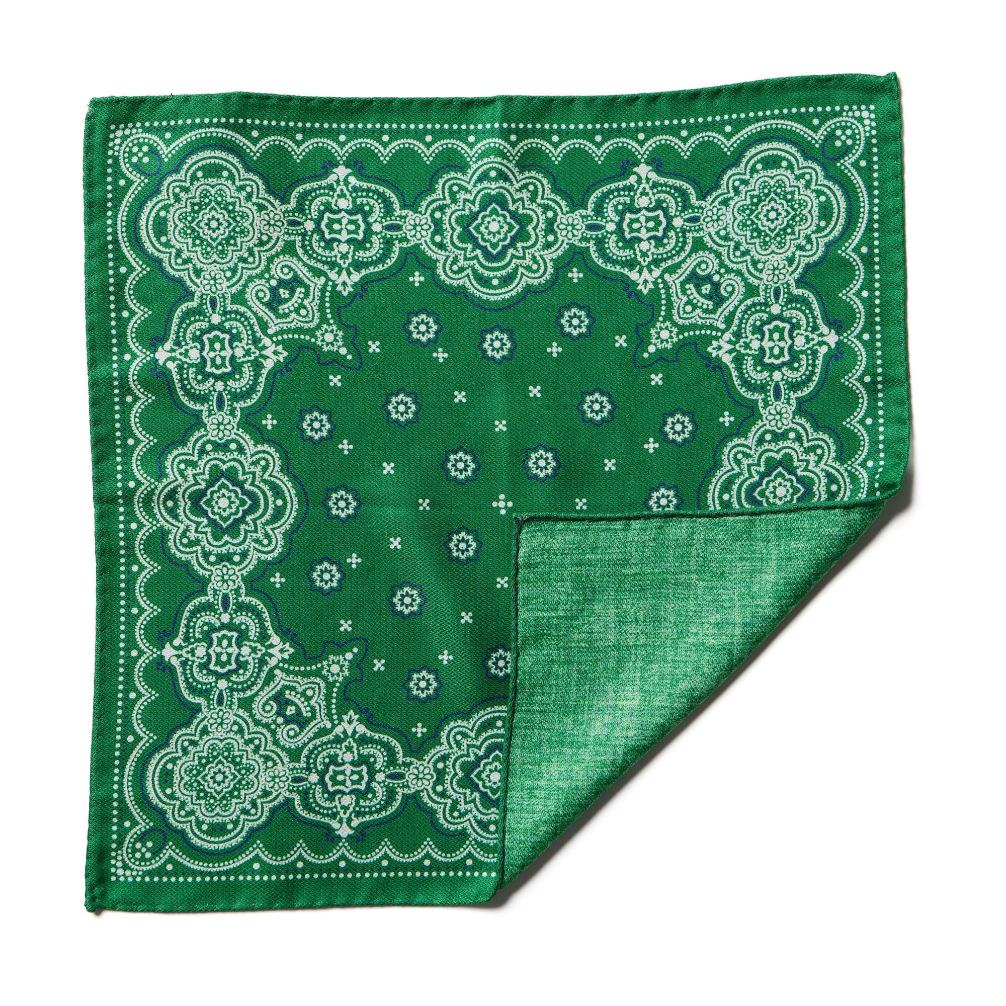 HENRY SARTORIAL X CANTINI Green Silk Pocket Square for Men - Elegant Fashion Accessory for Weddings, Business & Formal Events