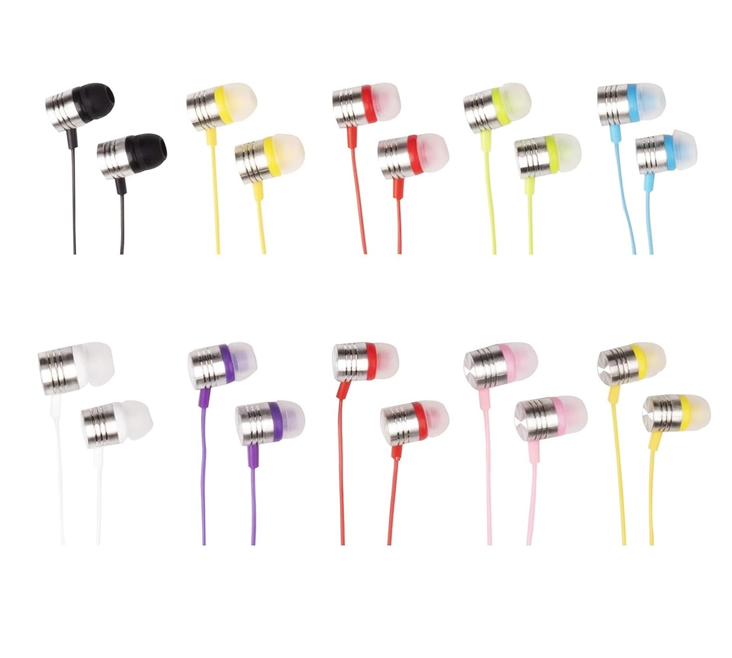 10 Pack Bulk Wired Earbuds with 3.5mm Jack - Affordable Headphones for Students, Kids & Classroom Use - Durable Earphones for School, Chromebook, Group Activities & Online Learning