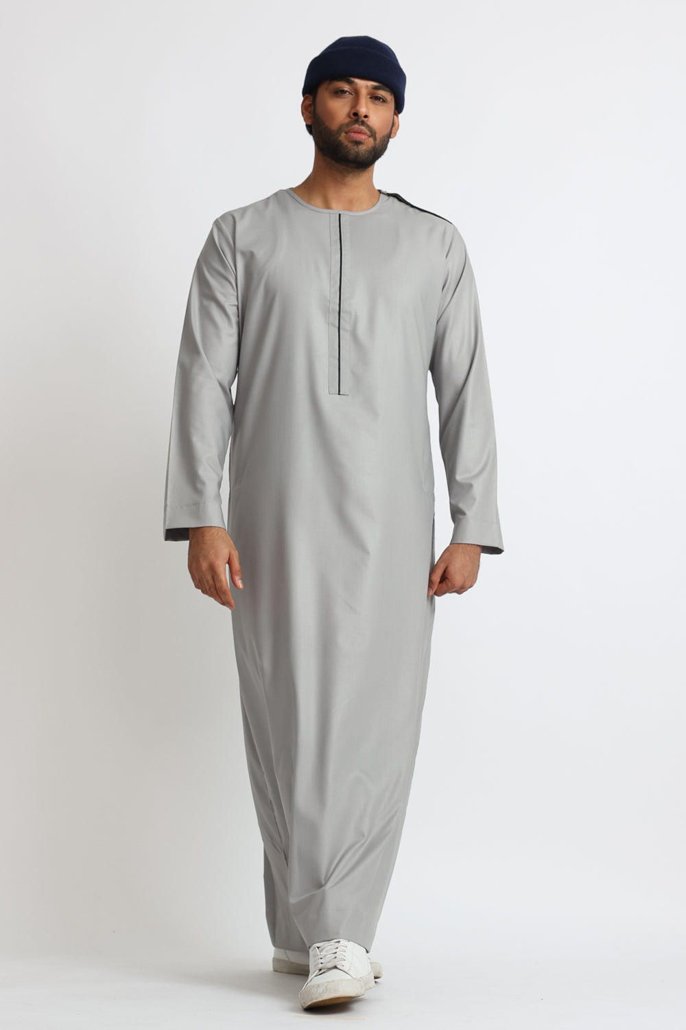 J106 Grey Omani Abaya - Modest Islamic Dress for Women - Perfect for Prayer, Eid, and Special Occasions