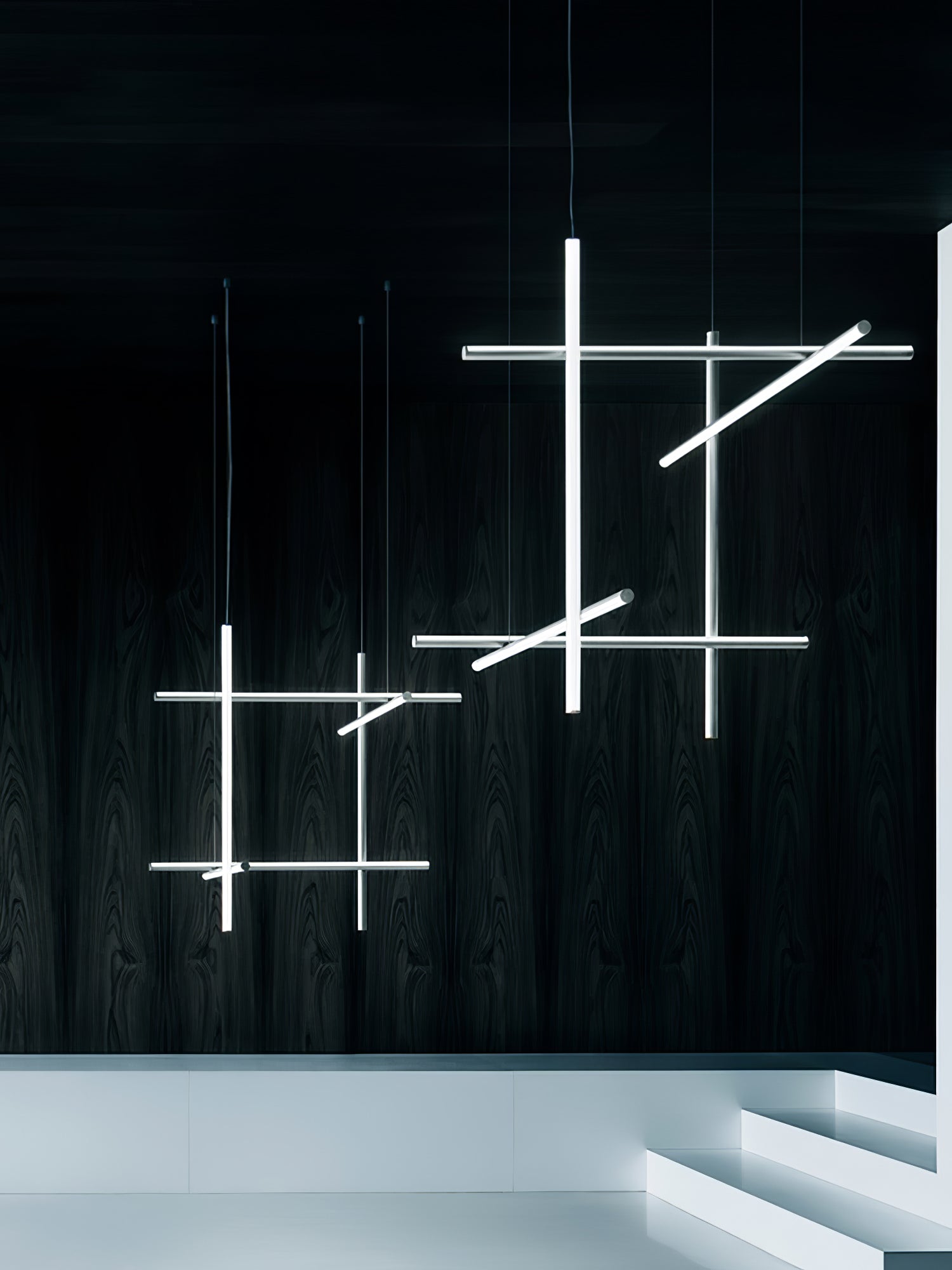 Modern Gridline Linear Chandelier - Sleek LED Pendant Lighting Fixture for Dining Room, Kitchen Island & Contemporary Home Decor