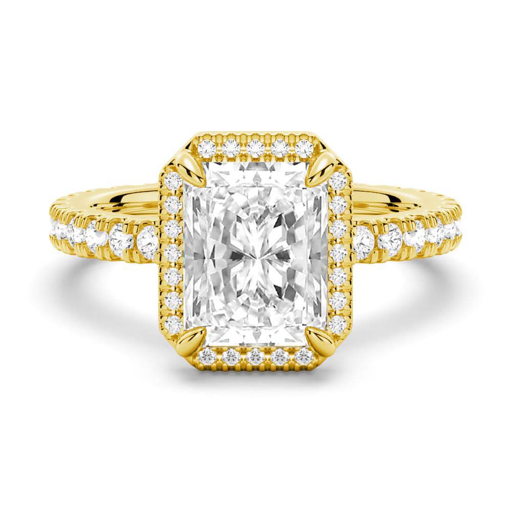 Radiant Cut Moissanite Half Eternity Halo Engagement Ring for Women - Perfect for Proposals, Weddings & Anniversary Gifts