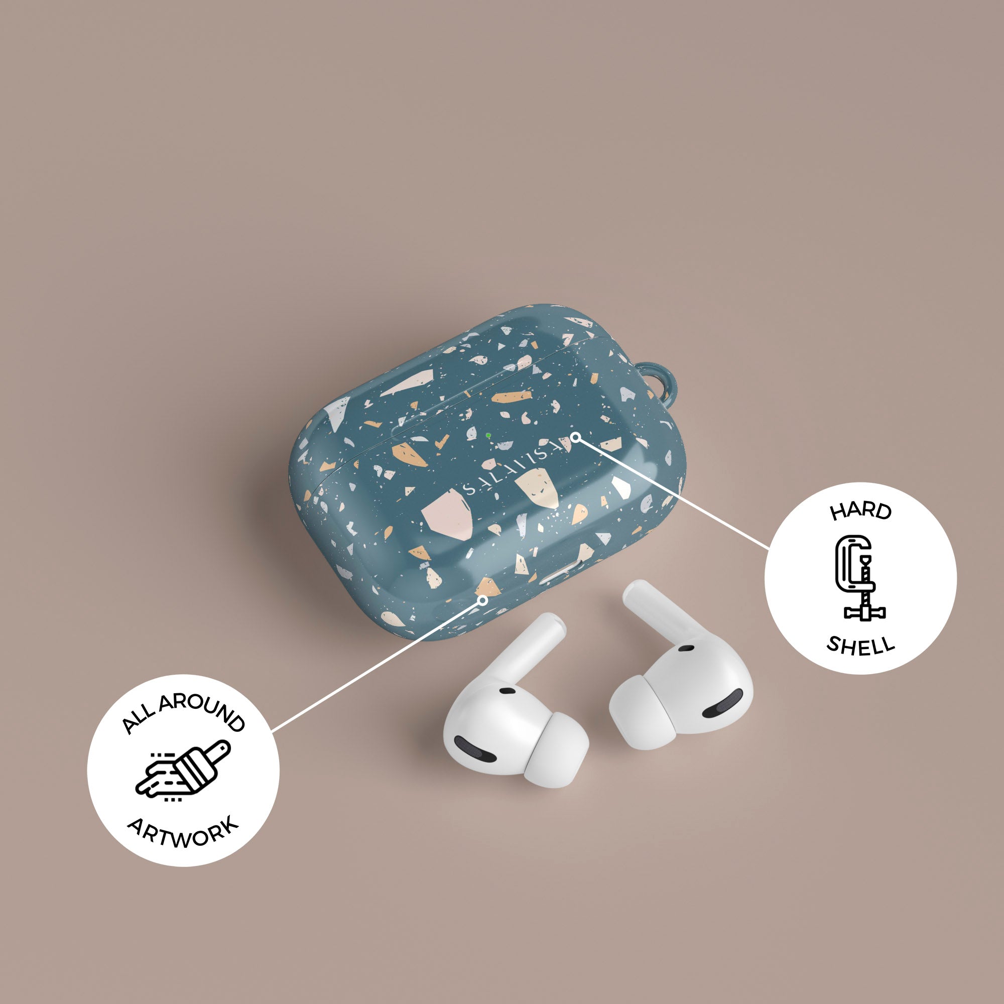 Terrazzo Pattern AirPods Pro Case - Marble Design Protective Cover for Apple AirPods Pro 1/2/3 - Stylish & Durable Phone Accessory for Travel, Work & Daily Use