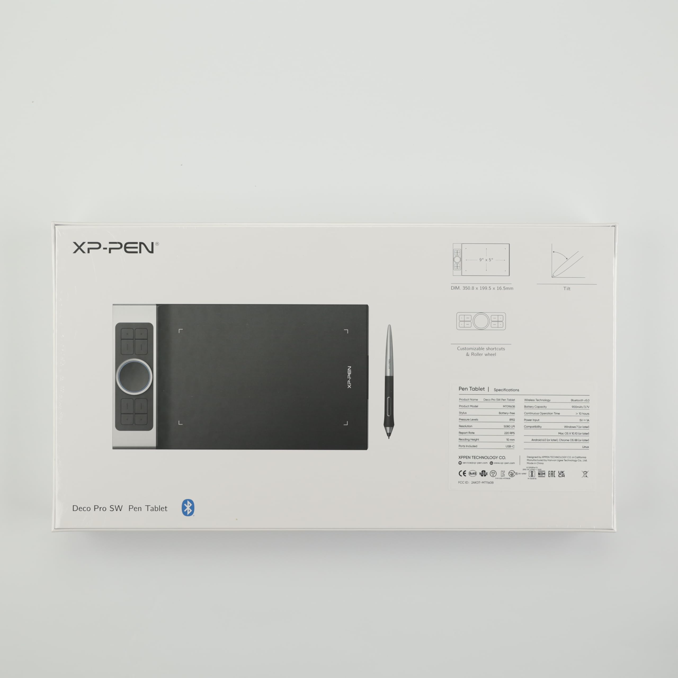 XP-PEN Deco Pro SW Bluetooth 5.0 Wireless Drawing Tablet with Battery-Free Stylus - 8 Express Keys for Digital Art, Photo Editing & Design - Compatible with Android Devices - Perfect for Artists, Designers & Content Creators