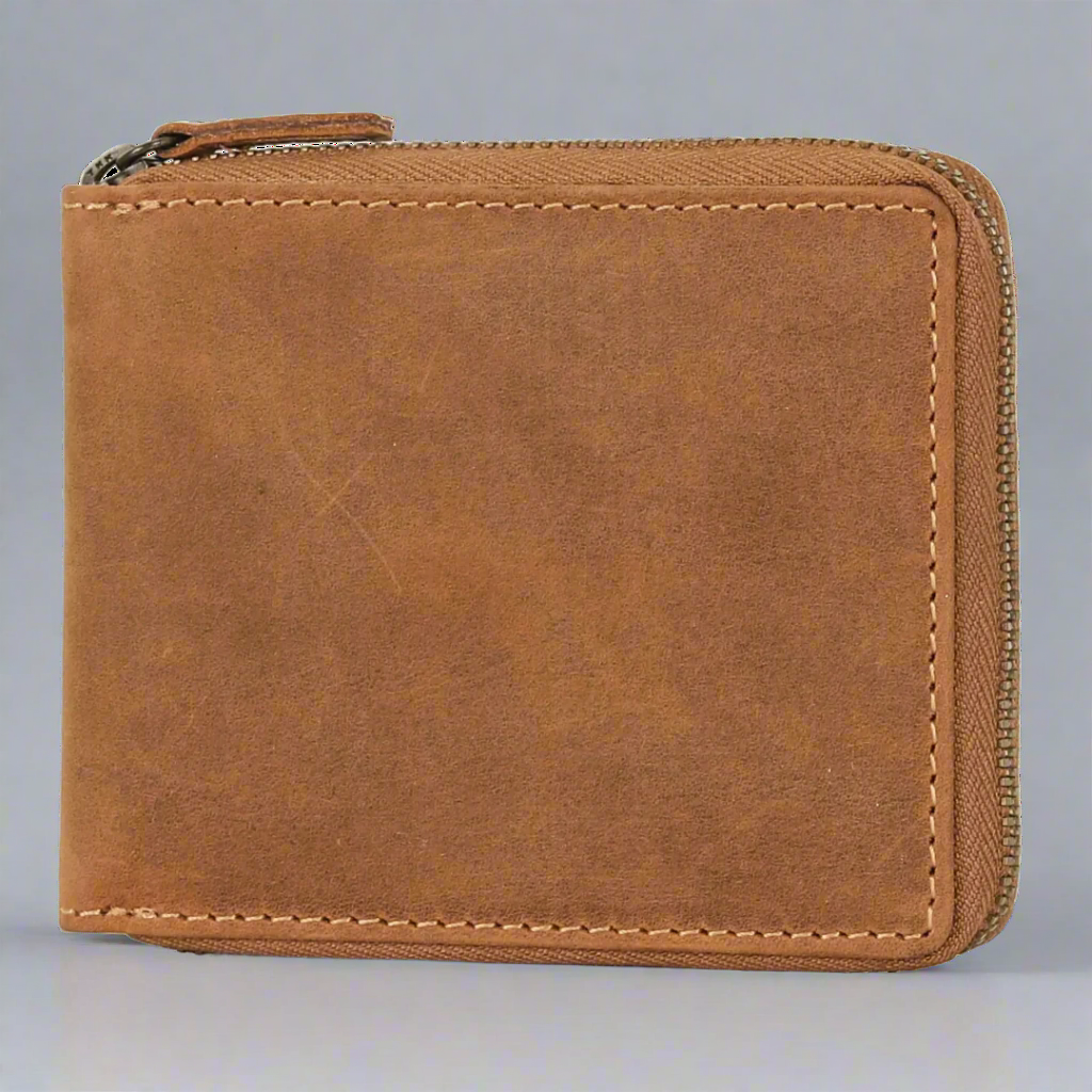 MET Hunter Genuine Leather Zip Around Wallet for Men - RFID Blocking, Multiple Card Slots & ID Window - Perfect for Travel, Business & Everyday Use