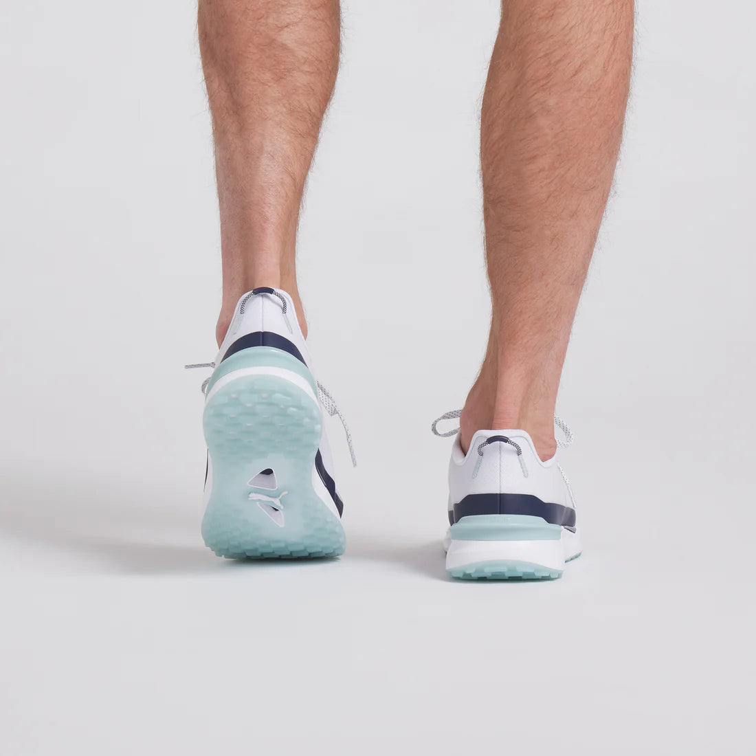 Puma Ignite Elevate X Spikeless Golf Shoes for Men - White/Navy - Comfortable & Lightweight Spikeless Golf Footwear for Driving Range & Course Play