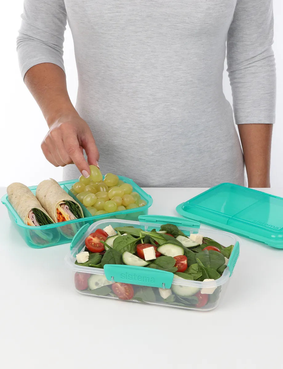 1.8L Rectangle Stackable Lunch Box TO GO™ in Teal - Perfect for Office, School, Picnics & Meal Prep