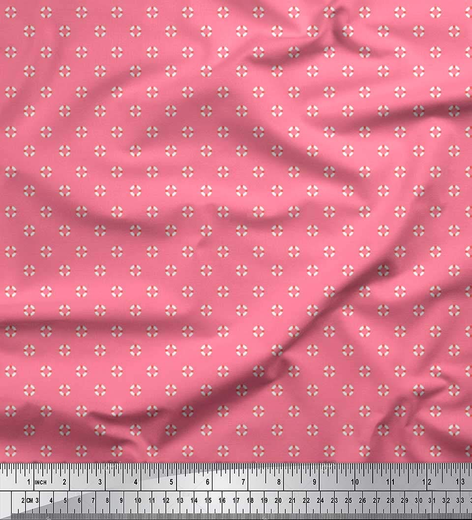 Soimoi Moss Georgette Brown Fabric by The Yard - 42 Inch Wide Printed Fabric with Small Swimming Ring Design for Summer Swimwear, Beach Cover-Ups & DIY Crafts