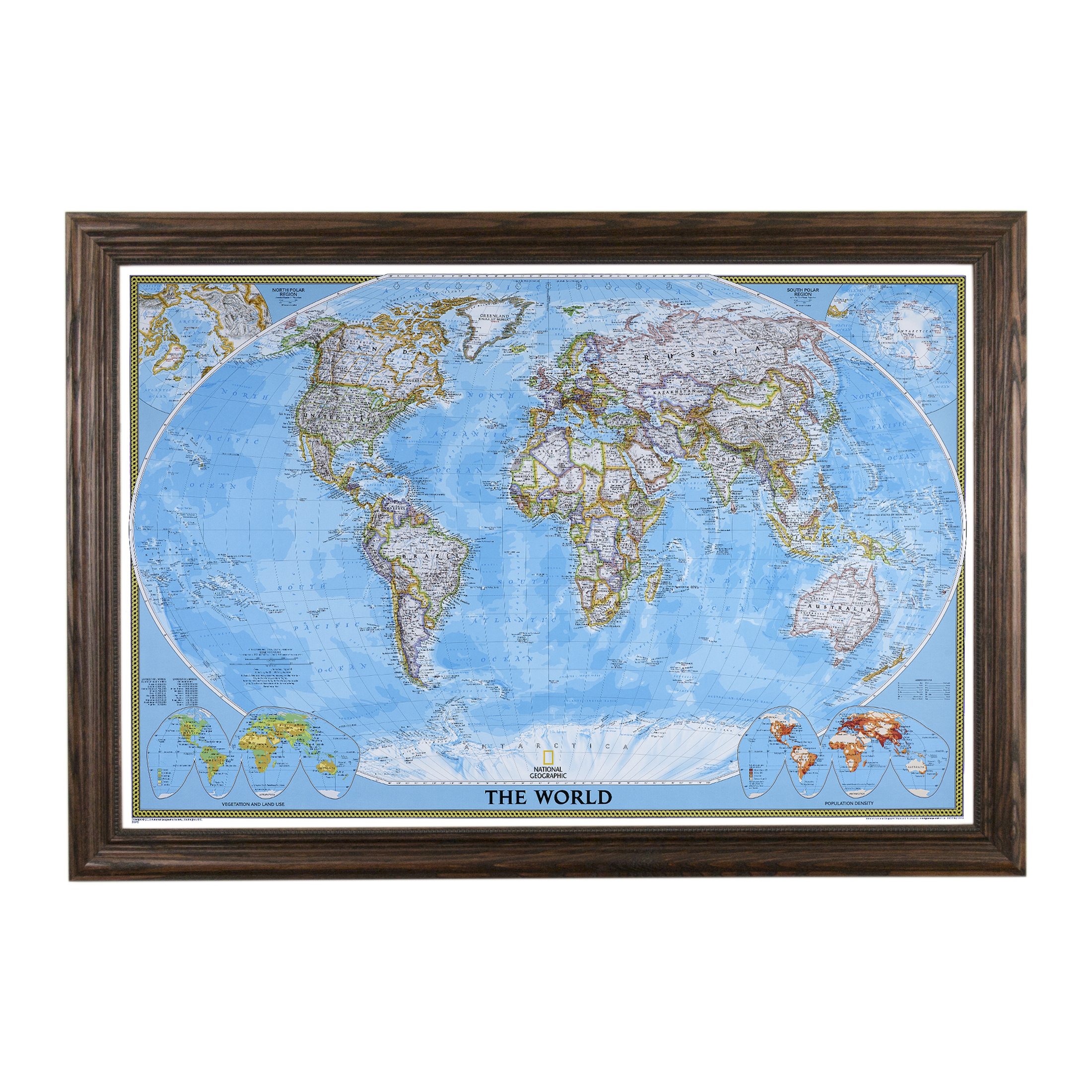 Push Pin Travel Map - Solid Wood Brown World Map with 150 Pins for Tracking Adventures - 27.5