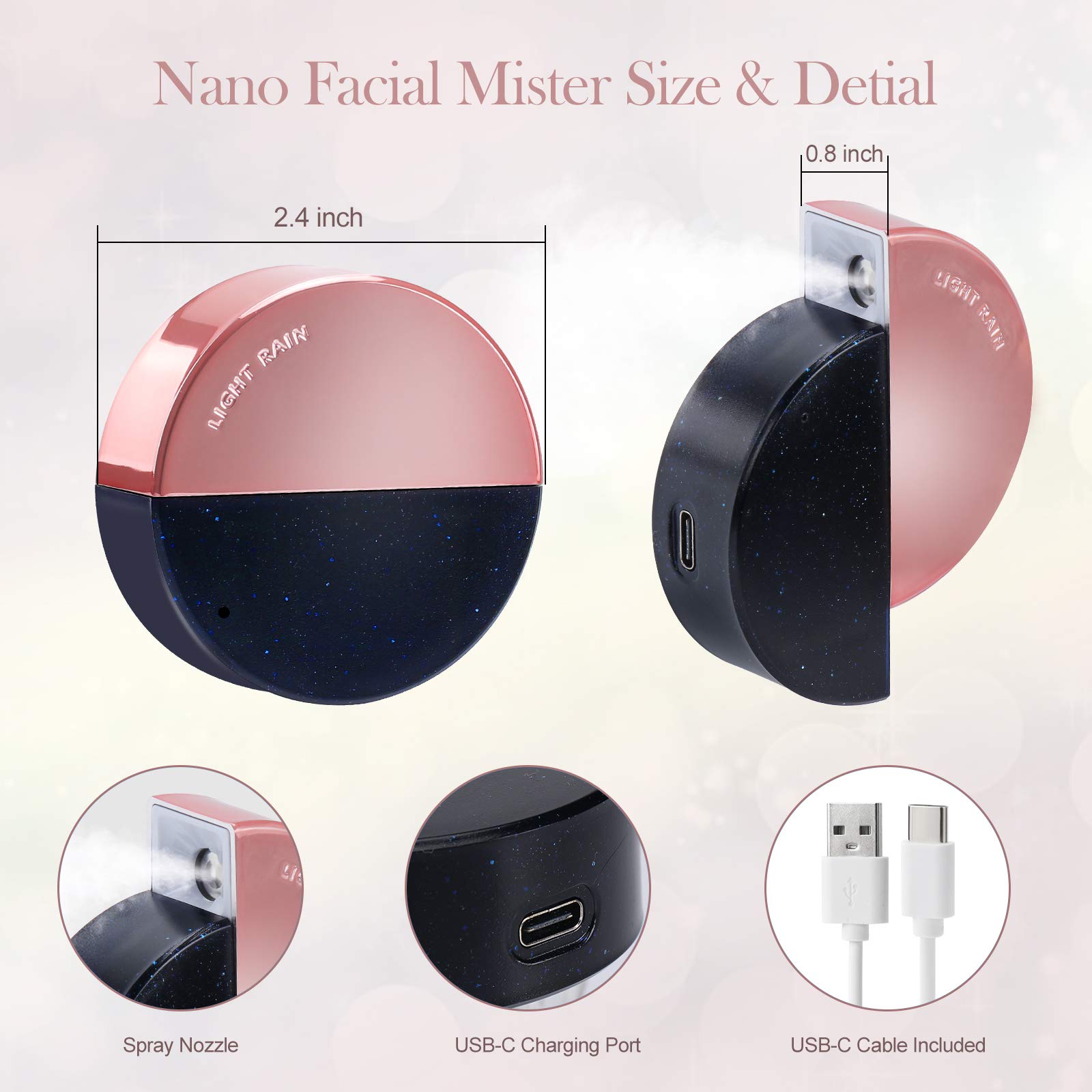 Portable USB Rechargeable Nano Facial Mister - Handheld Moisturizing Mist Sprayer & Mini Skin Care Steamer for Hydration | Perfect for Travel, Office, and Home Skincare Routine