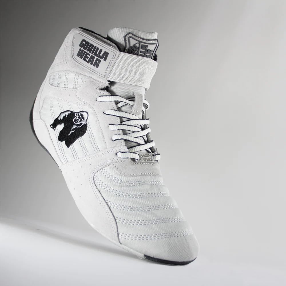 GORILLA WEAR Perry High Tops Pro Weightlifting Shoes for Squats, Deadlifts & Powerlifting - Cross Training Gym Shoes for Men & Women in White - Perfect for Weight Training, Olympic Lifting & Strength Workouts