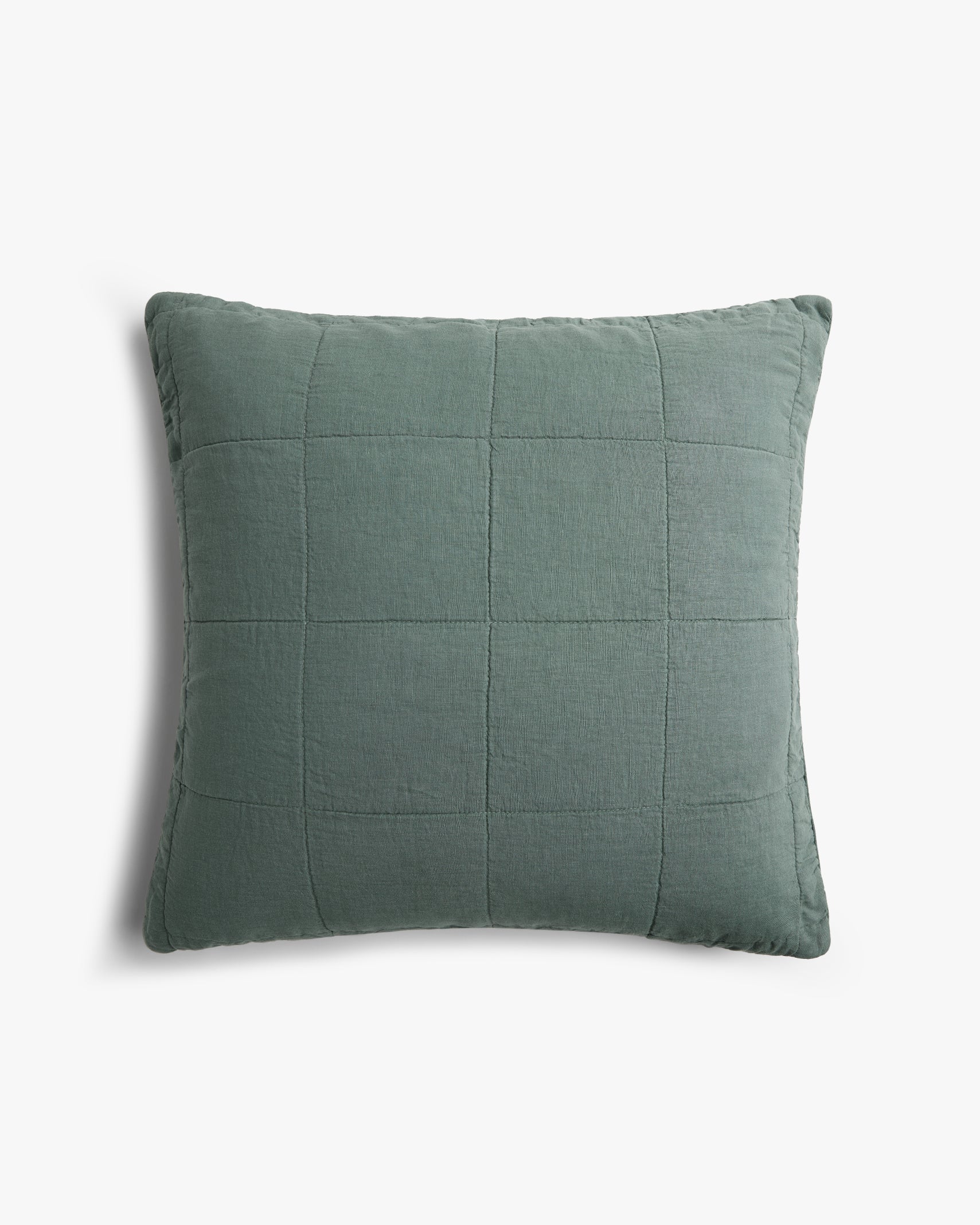 Linen Box Quilted Euro Sham Pillow Cover - 26x26 Inches - Agave Green - Premium Bedding for Guest Room & Master Bedroom Decor