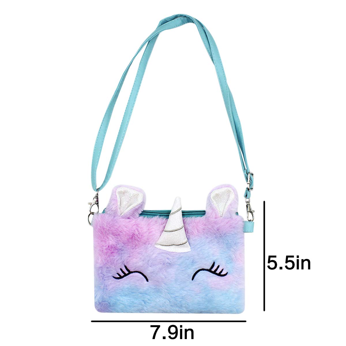 **MINGSEECESS Girls Fluffy Crossbody Purse - Cute Fuzzy Tie-Dye Shoulder Bag with Zipper for Kids, Coin Wallet | Perfect for School, Travel & Birthday Gifts**