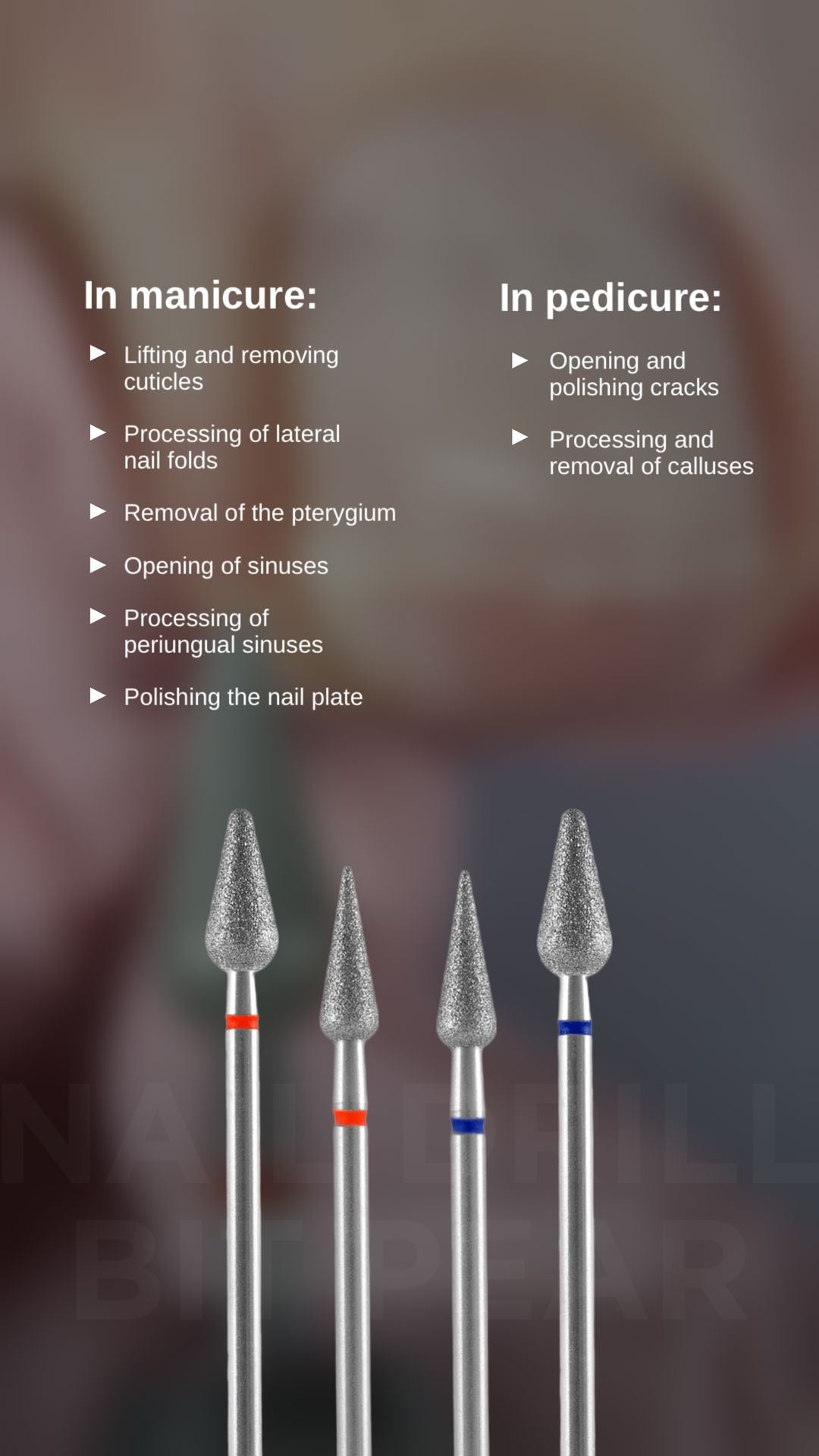 Staleks Diamond Nail Drill Bit - Pear Shape, 4mm, Blue - Perfect for Professional Manicures & Pedicures at Home or Salon
