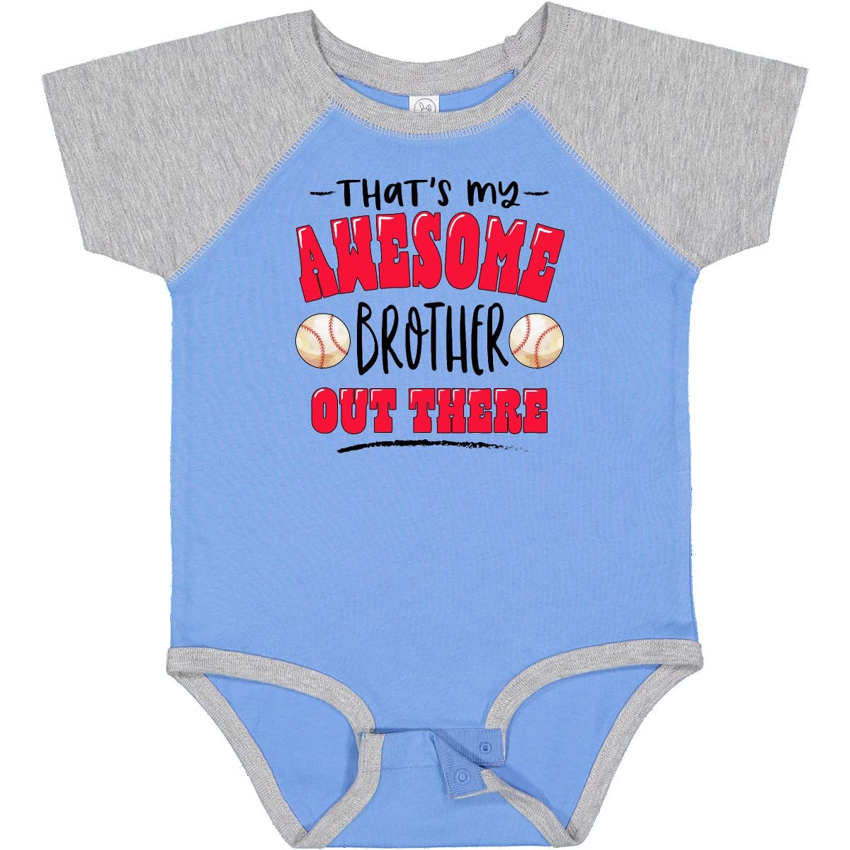 Inktastic 'That's My Awesome Brother' Baseball Baby Bodysuit - Cute Sibling Outfit for Baseball Games & Family Photos