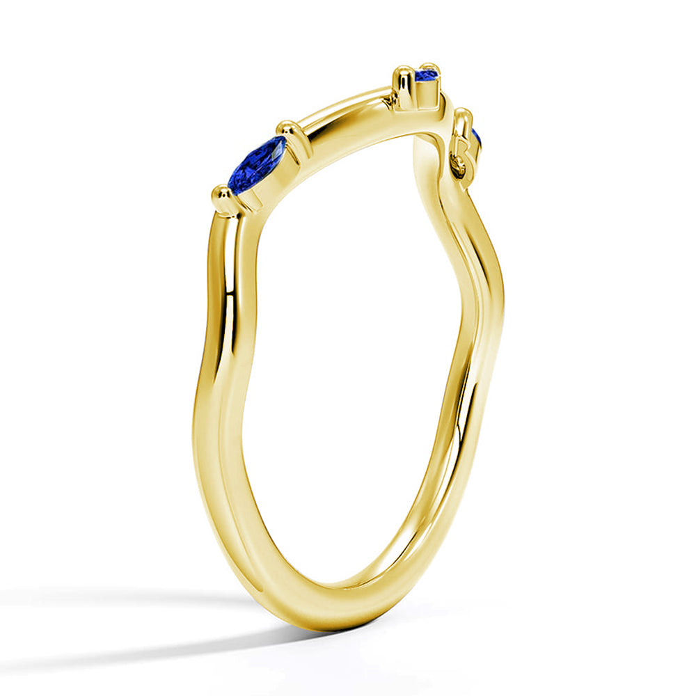 Willow Curved Lab Grown Sapphire Ring - Elegant Blue Gemstone Jewelry for Women, Perfect for Engagement, Wedding, Anniversary & Special Occasions