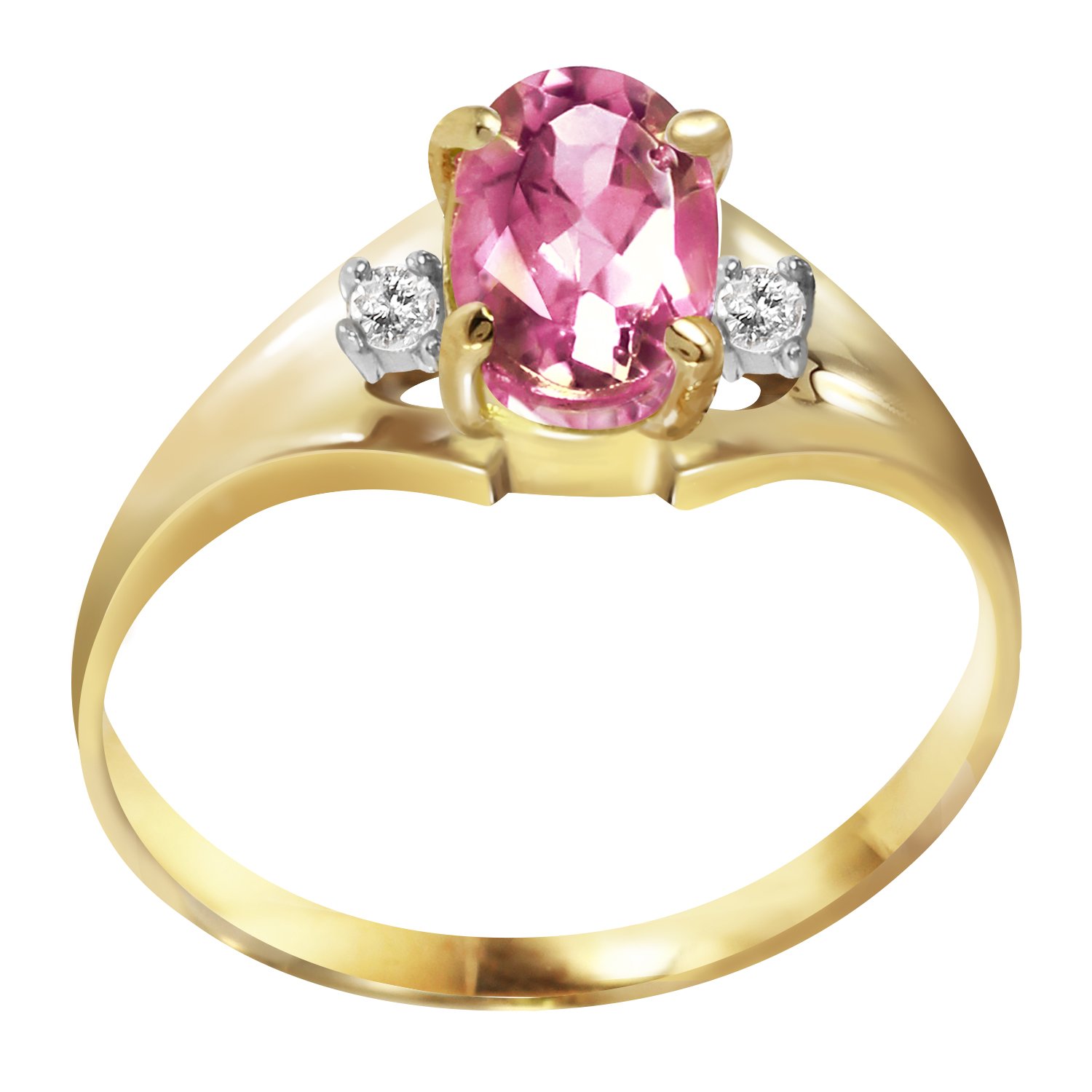 14K Solid Gold Ring with 0.76 CTW Natural Diamonds & Pink Topaz - Elegant Jewelry for Women, Perfect for Engagement, Anniversary & Special Occasions