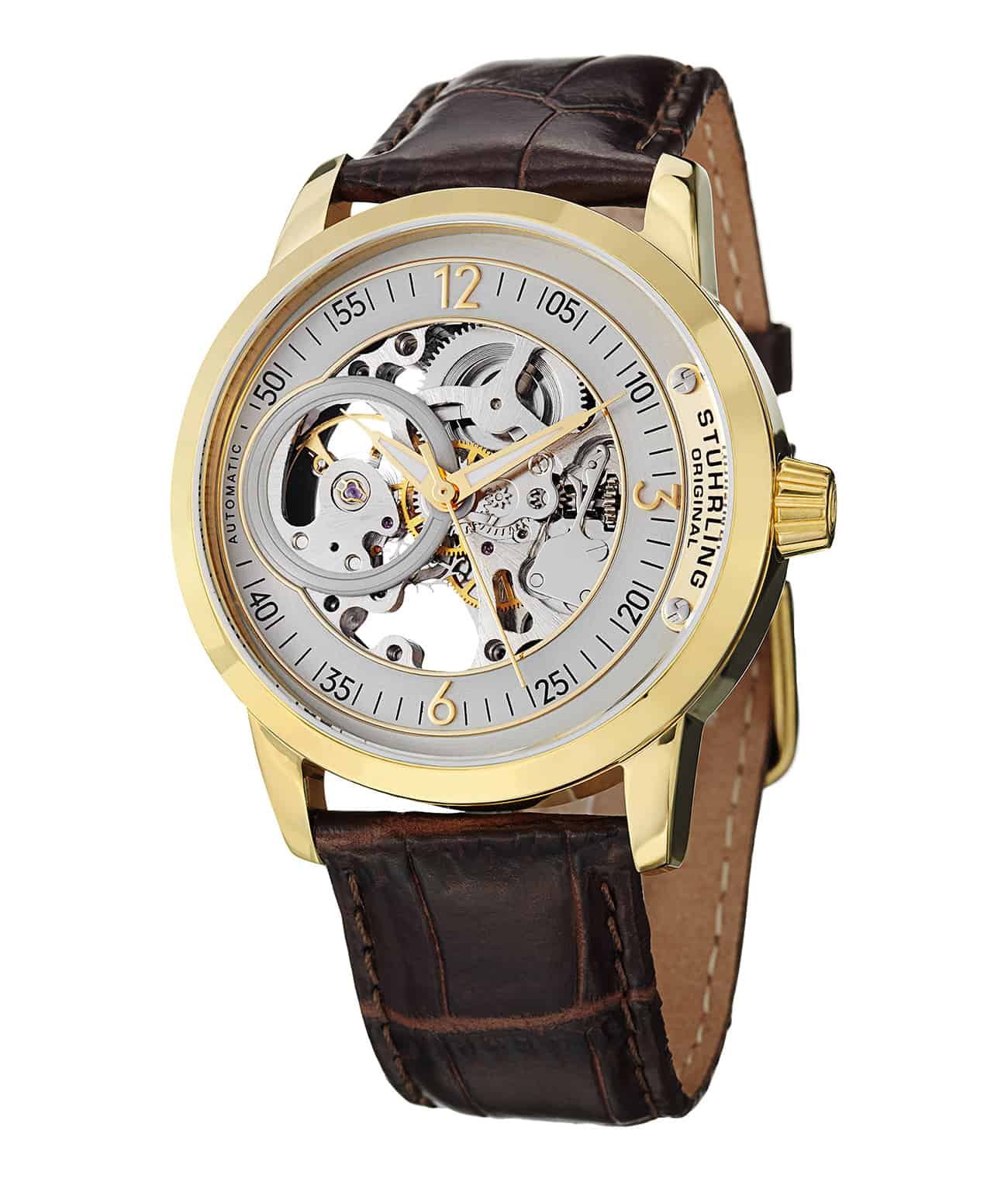 Delphi Saros 837 Automatic 42mm Skeleton Watch for Men - Luxury Mechanical Timepiece with Open Heart Design - Perfect for Business, Formal Occasions & Watch Collectors