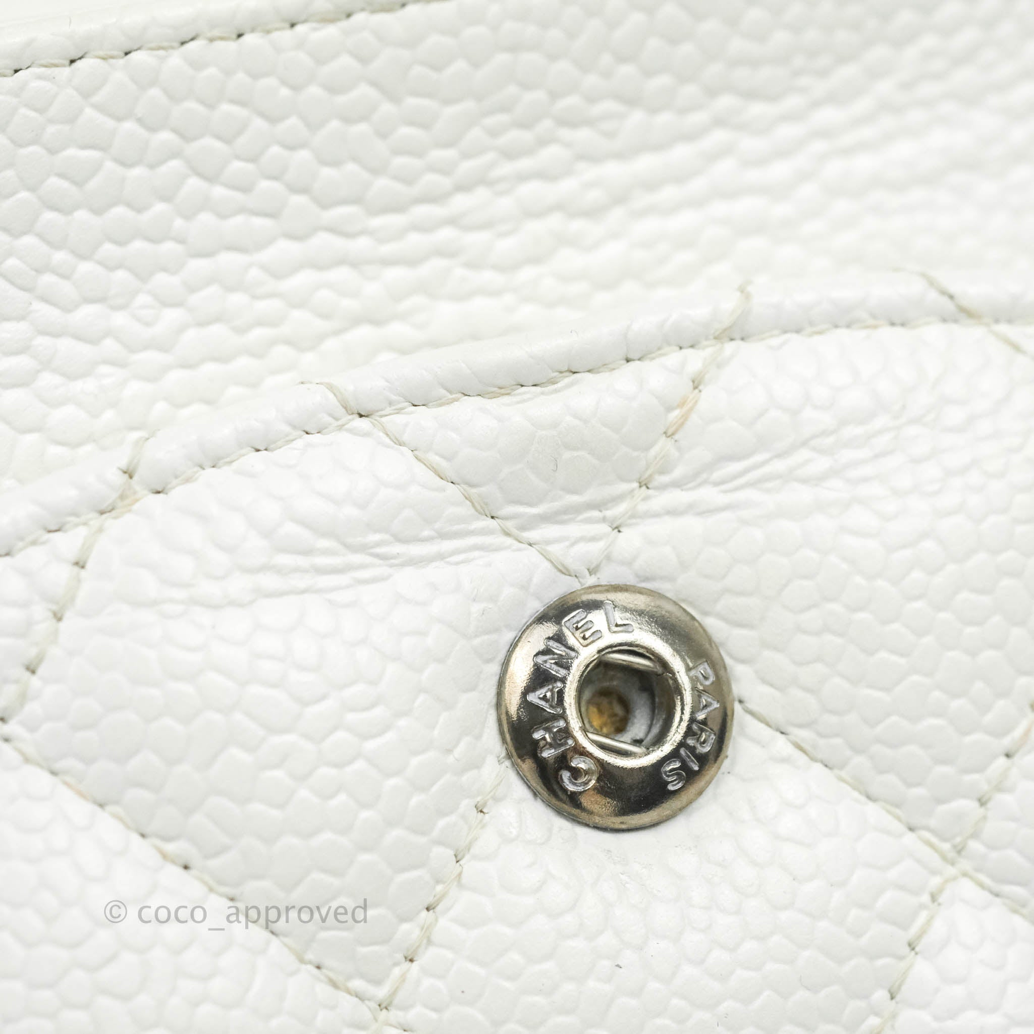 Chanel Classic M/L Medium Double Flap Bag in White Caviar Leather with Silver Hardware - Perfect for Luxury Fashion, Evening Events & Designer Handbag Collection