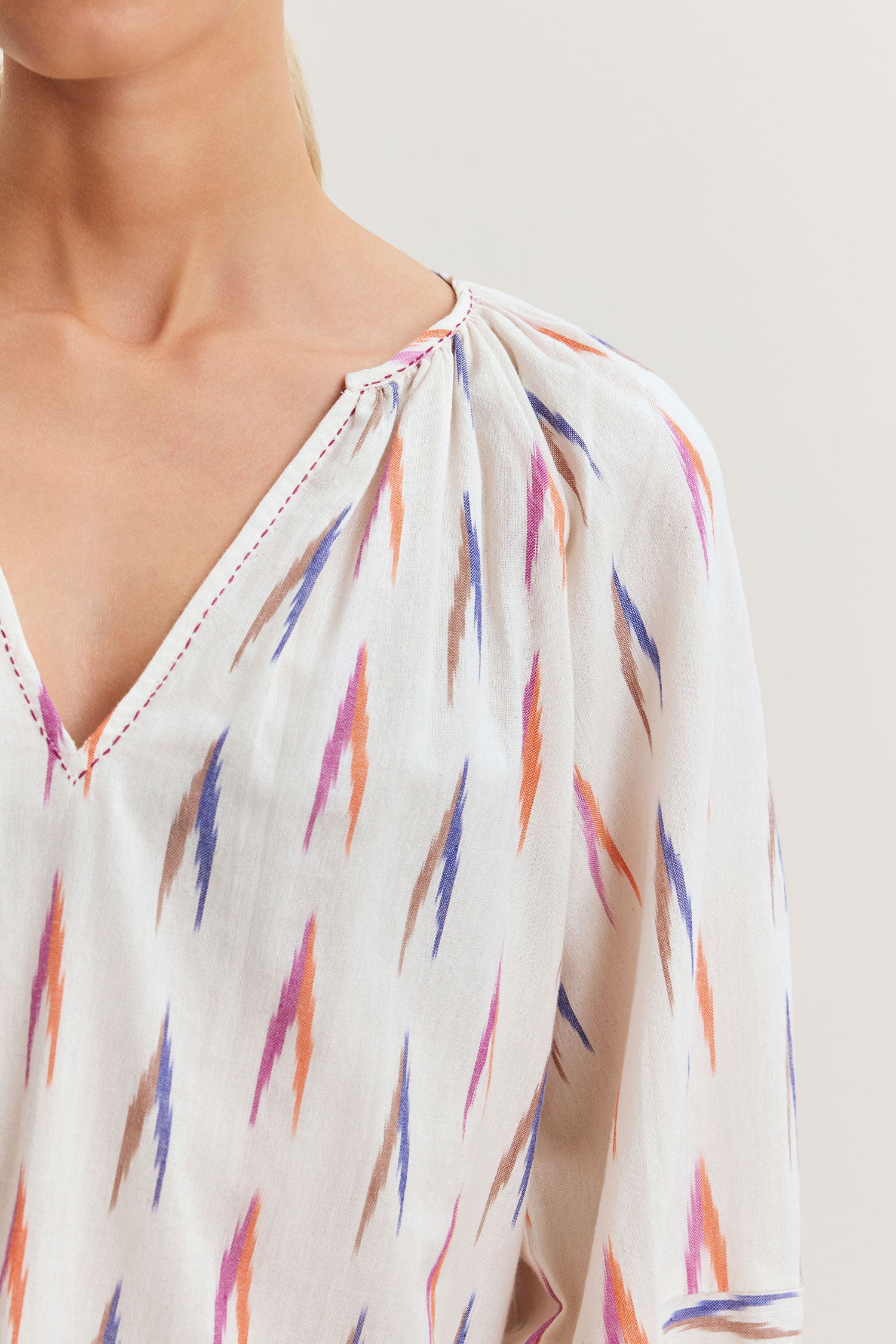 Stylish IKAT Weave Blouse for Women - Boho Chic Printed Tunic Top - Perfect for Casual Outings, Beach Vacations & Summer Fashion