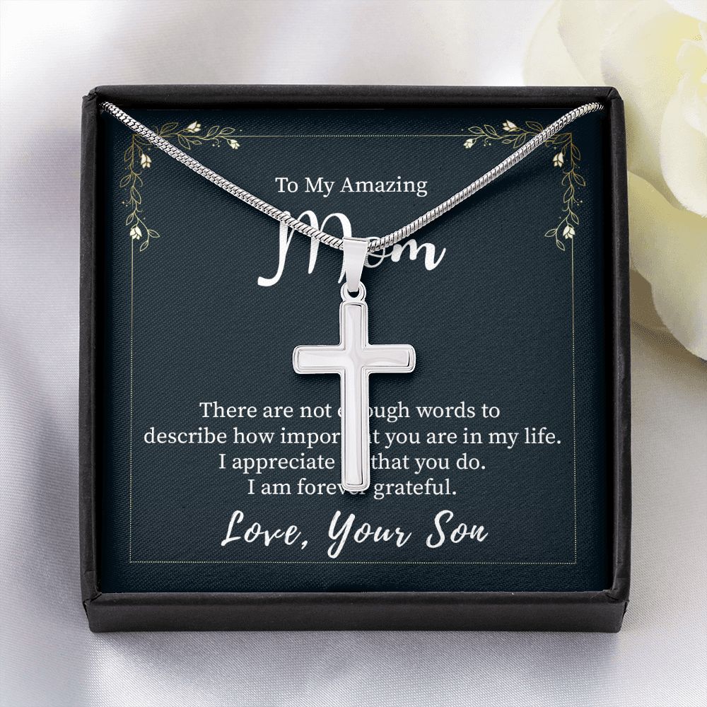 Stainless Steel Cross Necklace - Thoughtful Gift for Mom from Son | Perfect for Mother's Day, Birthday & Special Occasions
