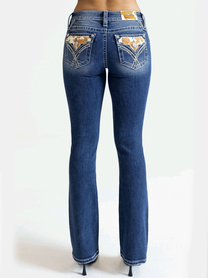 Miss Me M3444B117 Women's Mid Rise Bootcut Jeans in Medium Blue - Perfect for Casual Wear, Work & Everyday Comfort