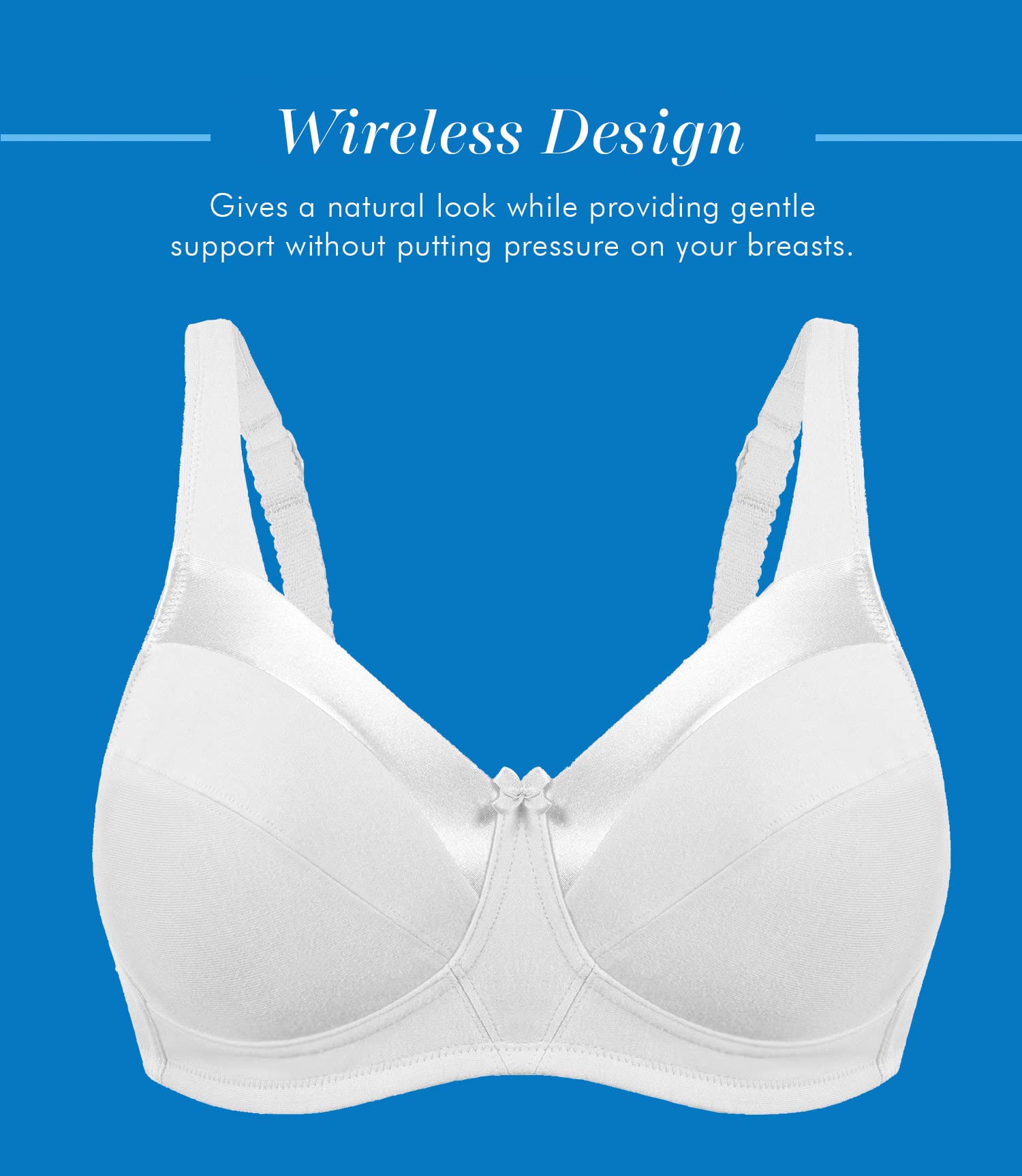 Bestform 5006715 Wireless Cotton Bra - Unlined Cups with Satin Trim | Comfortable Everyday Wear for Women