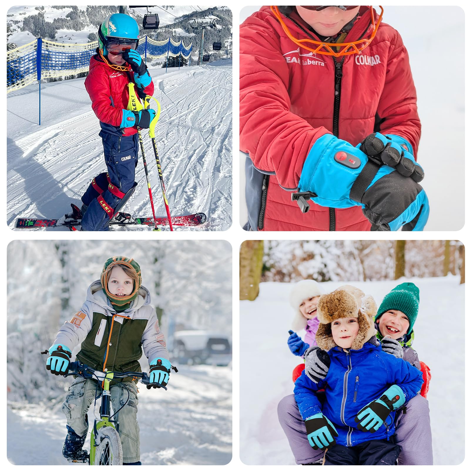 Kids Heated Gloves with 3 Adjustable Heat Settings - Rechargeable Battery Winter Gloves, Waterproof & Windproof for Skiing, Snowboarding, Cycling - Perfect for Cold Weather Outdoor Activities & Gifts