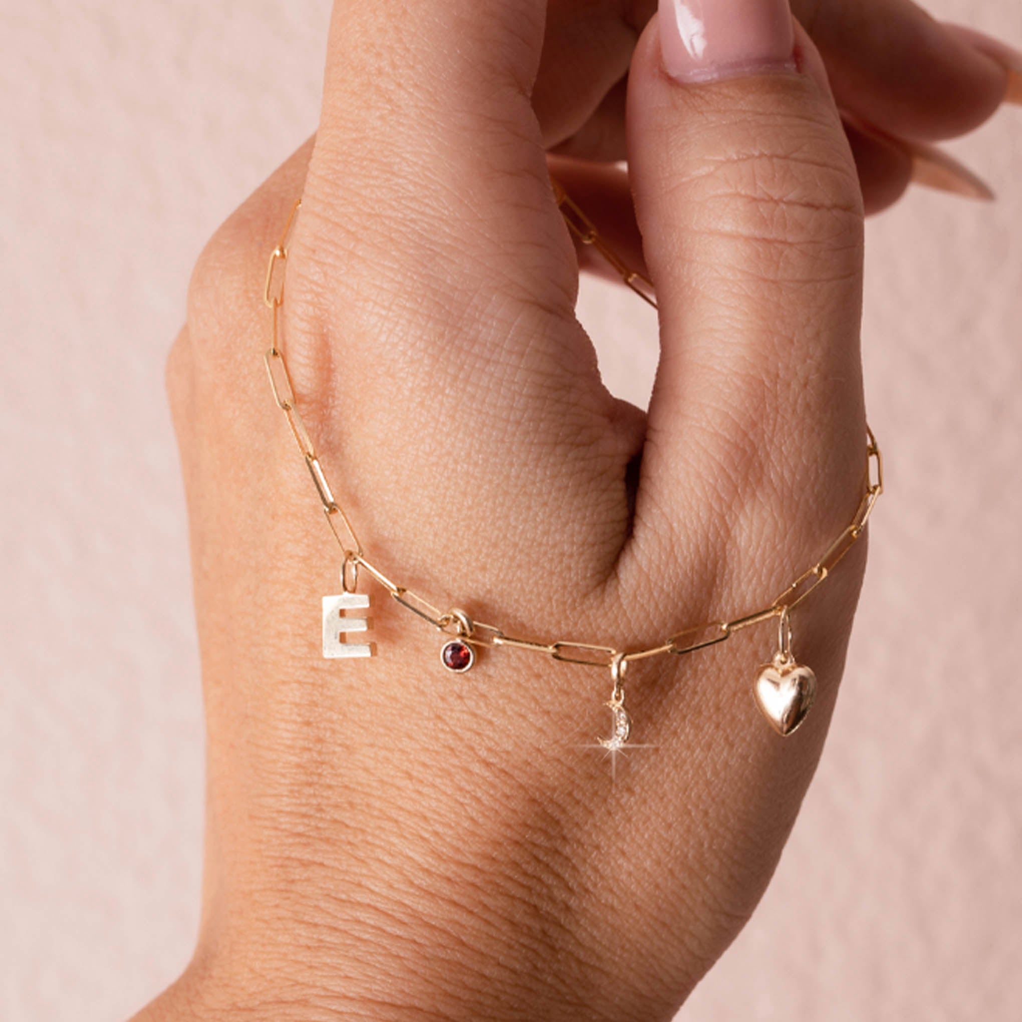 14K Gold Customizable Charm Paperclip Bracelet for Women - Elegant Layering Jewelry for Everyday Wear & Special Occasions