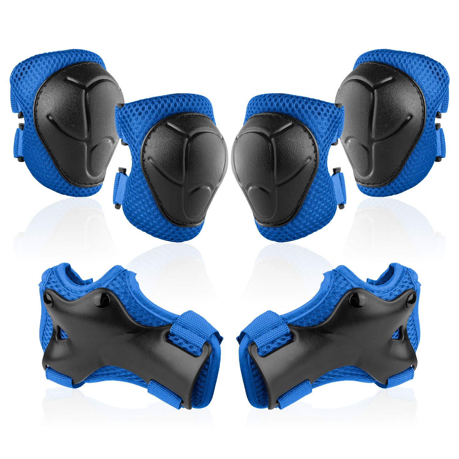NHH Kids Knee Pads Set - 6 in 1 Protective Gear for Boys & Girls Ages 3-8 | Knee Pads, Elbow Pads & Wrist Guards | Small Size Classic Blue | Perfect for Skateboarding, Roller Skating & Outdoor Play