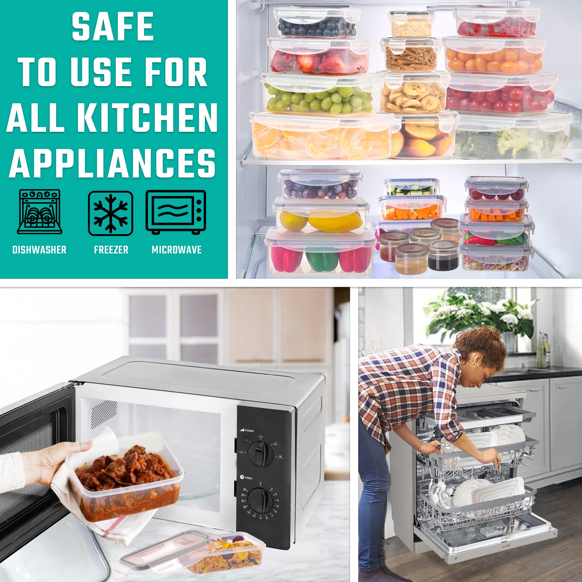 RockBerry 50-Piece Large Food Storage Container Set with Lids - Airtight BPA-Free Leakproof Containers (85oz to Small Sizes, Total 526oz) - Stackable Kitchen Organizers for Pantry, Freezer & Microwave Safe - Perfect for Meal Prep, Leftovers & Bulk Food Storage