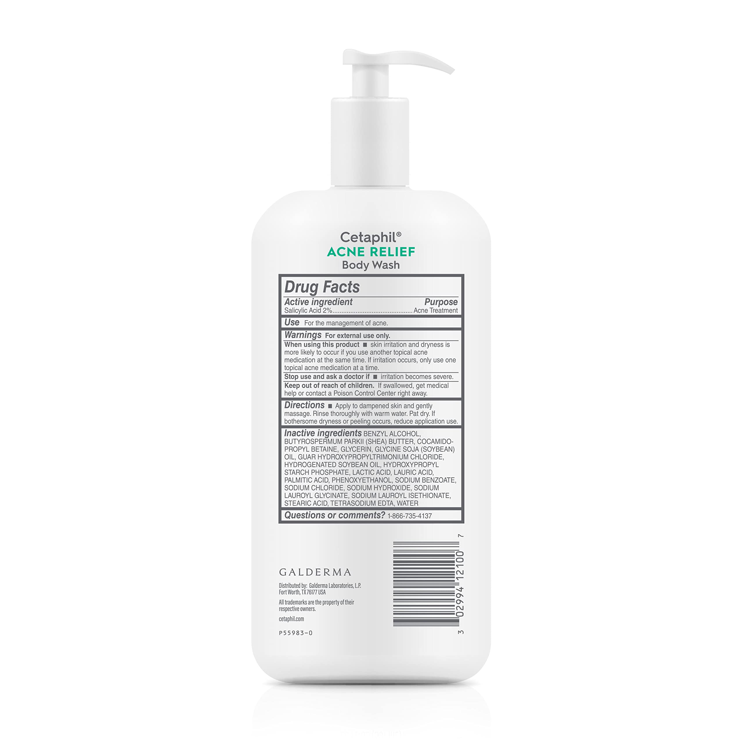 Cetaphil Acne Relief Body Wash with 2% Salicylic Acid - Eliminates Breakouts, Gently Exfoliates & 24Hr Dryness Relief - 20 oz - Perfect for Sensitive Skin & Daily Shower Use