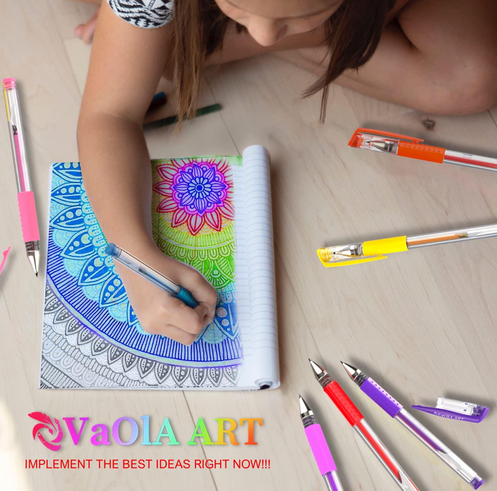 48-Color Glitter Gel Pens Set for Coloring Books & School Art
