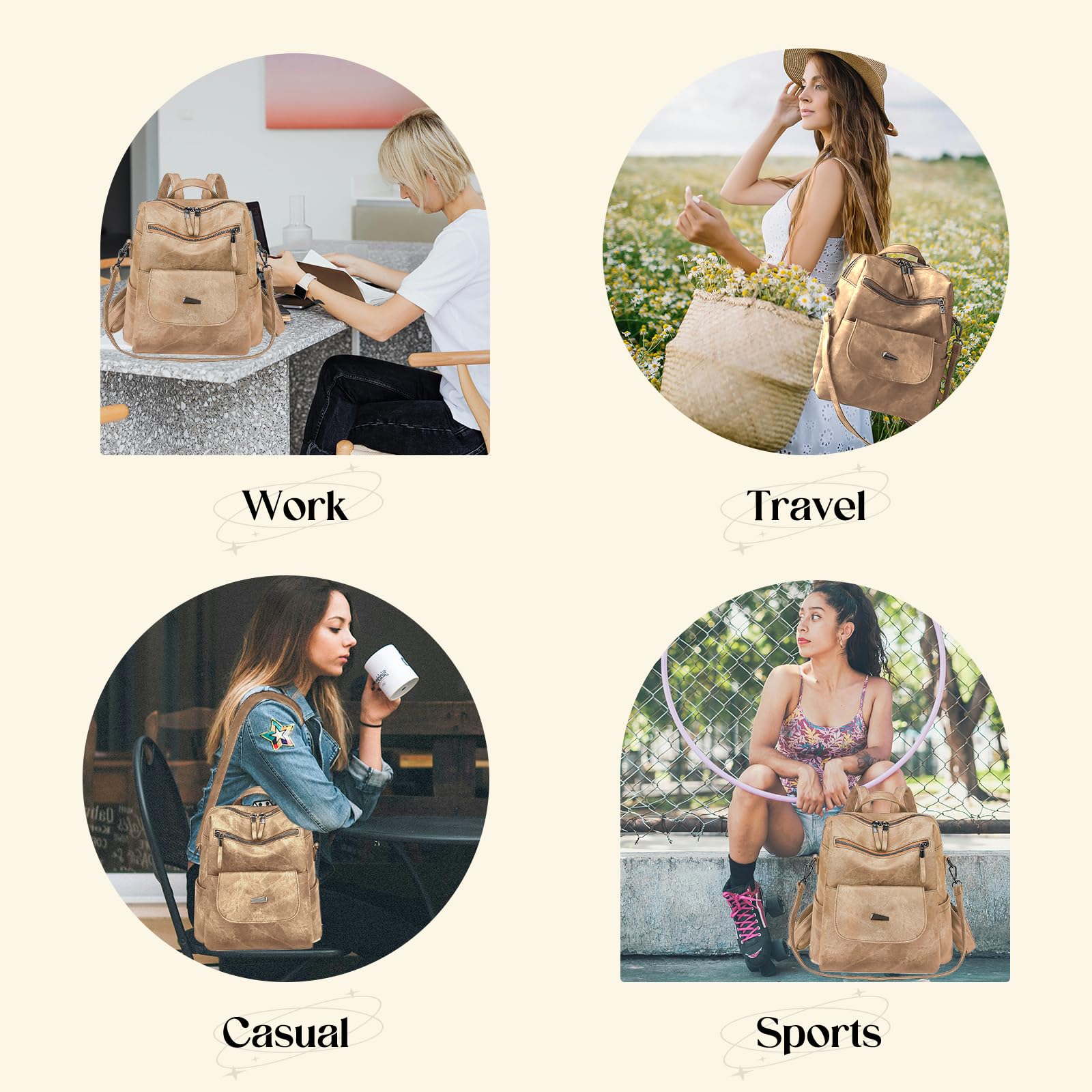 Women's Leather Backpack Purse - Small Waterproof Anti-Theft Shoulder Bag Handbag for Ladies | Perfect for Travel, Work & Daily Commute