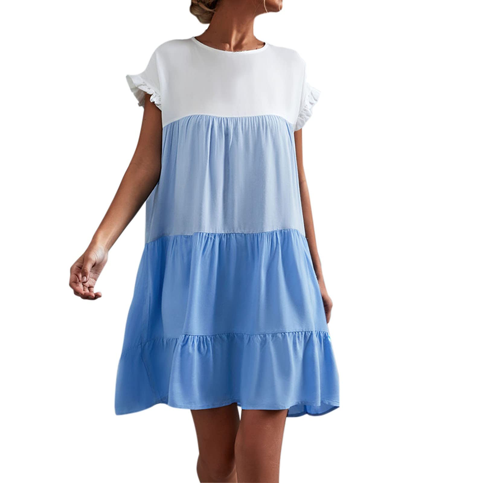 Sexy Summer Dresses for Women - Sleeveless Ruffle Sleeve Round Neck Casual Dress | Perfect for Beach Vacations, Date Nights & Summer Parties