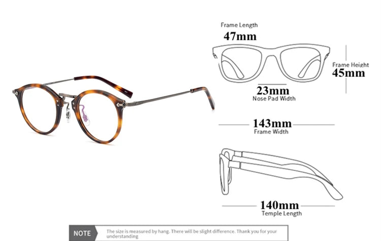 Stylish Unisex Black Titanium Acetate Round Eyeglasses G805 - Perfect for Work, Reading & Fashion Accessories