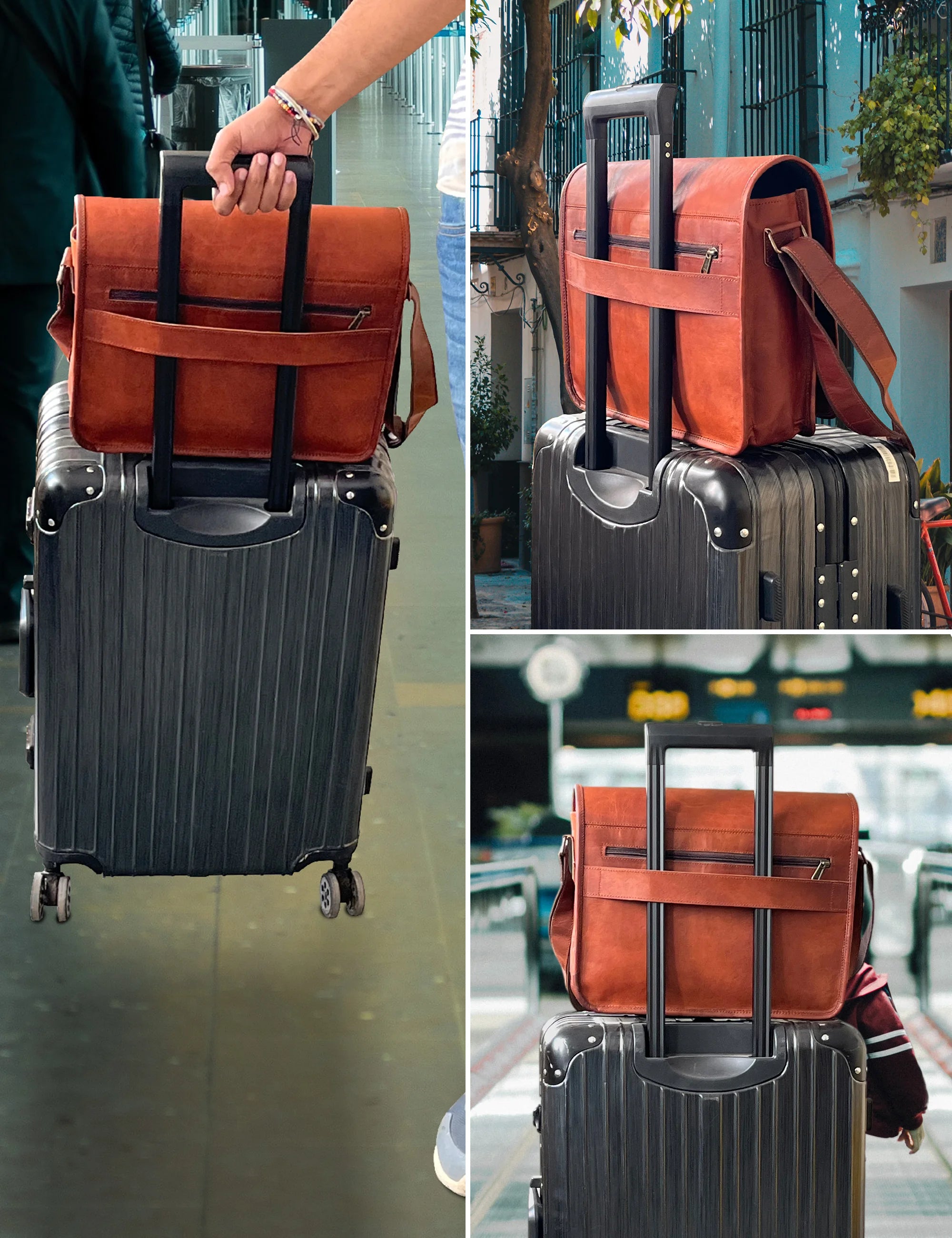 Premium Genuine Leather Laptop Messenger Bag for 14 Inch Notebook - Business, Work & Travel - Perfect for Professionals, Students & Commuters
