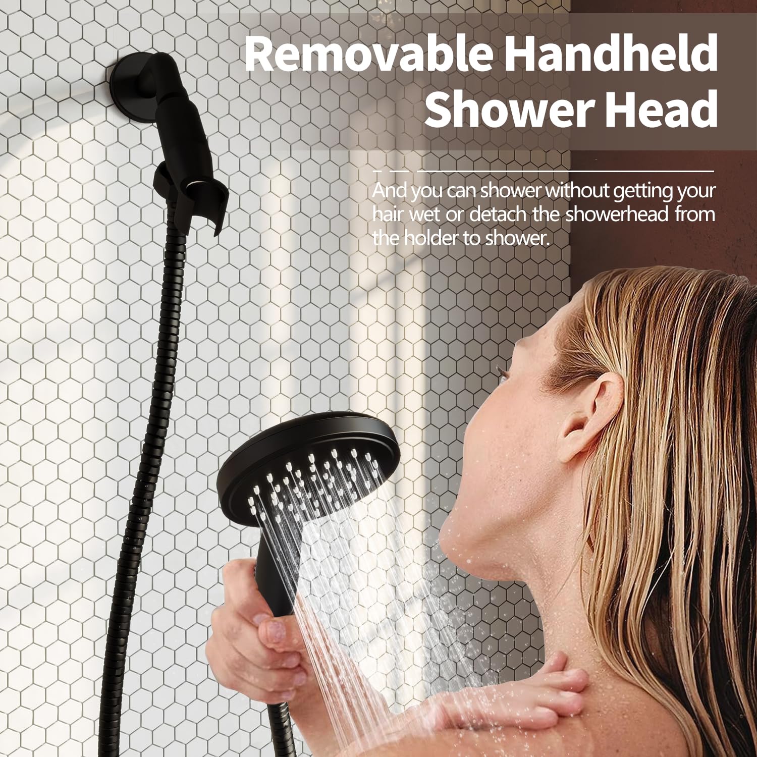 ESNBIA Matte Black Bathtub Shower Faucet Set - Single Handle Tub & Shower Trim Kit with High Pressure Handheld Shower Head, Tub Spout & Valve Included | Perfect for Bathroom Renovation, Modern Home Upgrade & Spa-Like Shower Experience