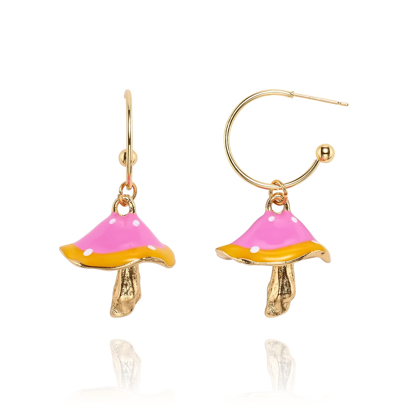 Handmade SELENICHAST Mushroom Drop Dangle Earrings - Colorful Fun Fungi Jewelry for Women & Girls | Valentine's Day, Birthday Gift Idea | Perfect for Boho Fashion, Music Festivals & Nature Lovers