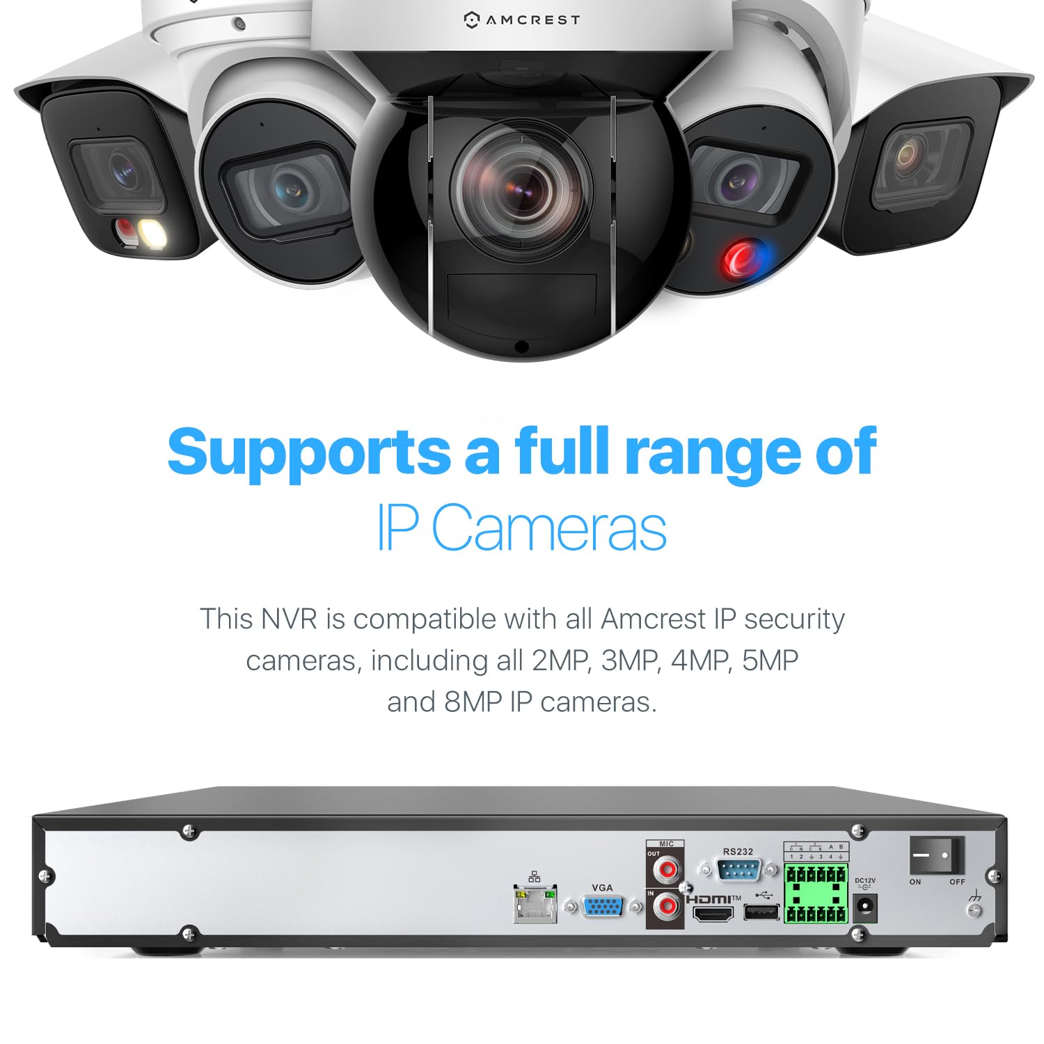 Amcrest 4K NV5232-EI 32CH AI NVR Security System with Facial & Vehicle Detection - Supports 32 x 4K IP Cameras & 2 x 16TB HDD (HDD Not Included) - Ideal for Home Security, Business Surveillance & Smart Office Monitoring