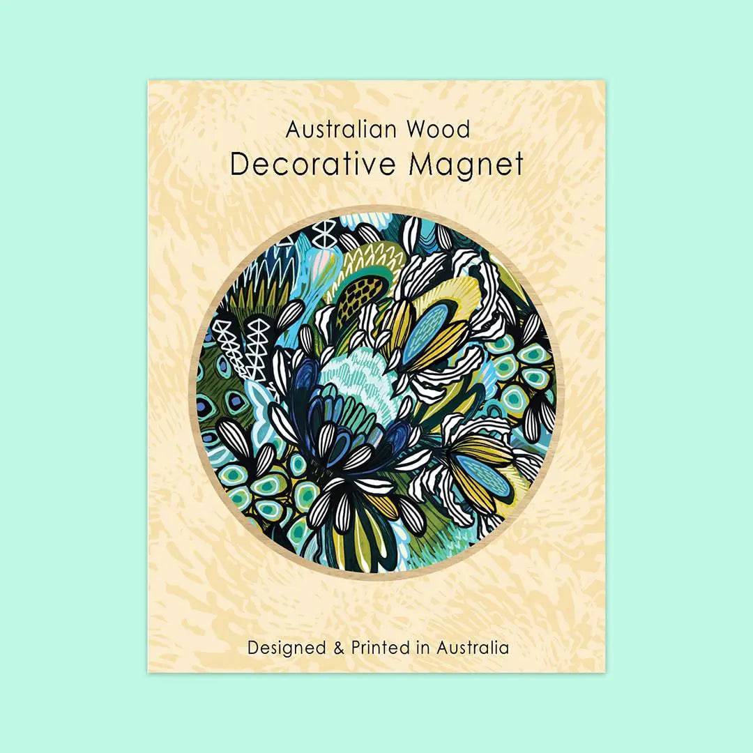 Rosella & Proteas Magnetic Flower Set - Refrigerator Magnets for Kitchen Decor, Office Whiteboard, and DIY Craft Projects