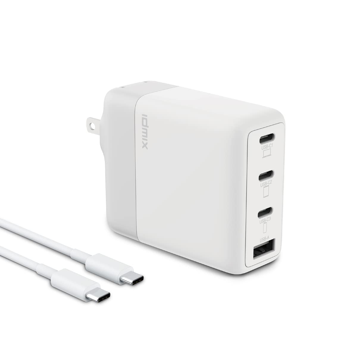 IDMIX 100W GaN USB C Fast Charger - 4-Port PD3.0 Wall Charger for MacBook Pro, iPad, iPhone, Samsung Galaxy & Laptops - Includes USB C Cable | Perfect for Travel, Office & Home Charging Station