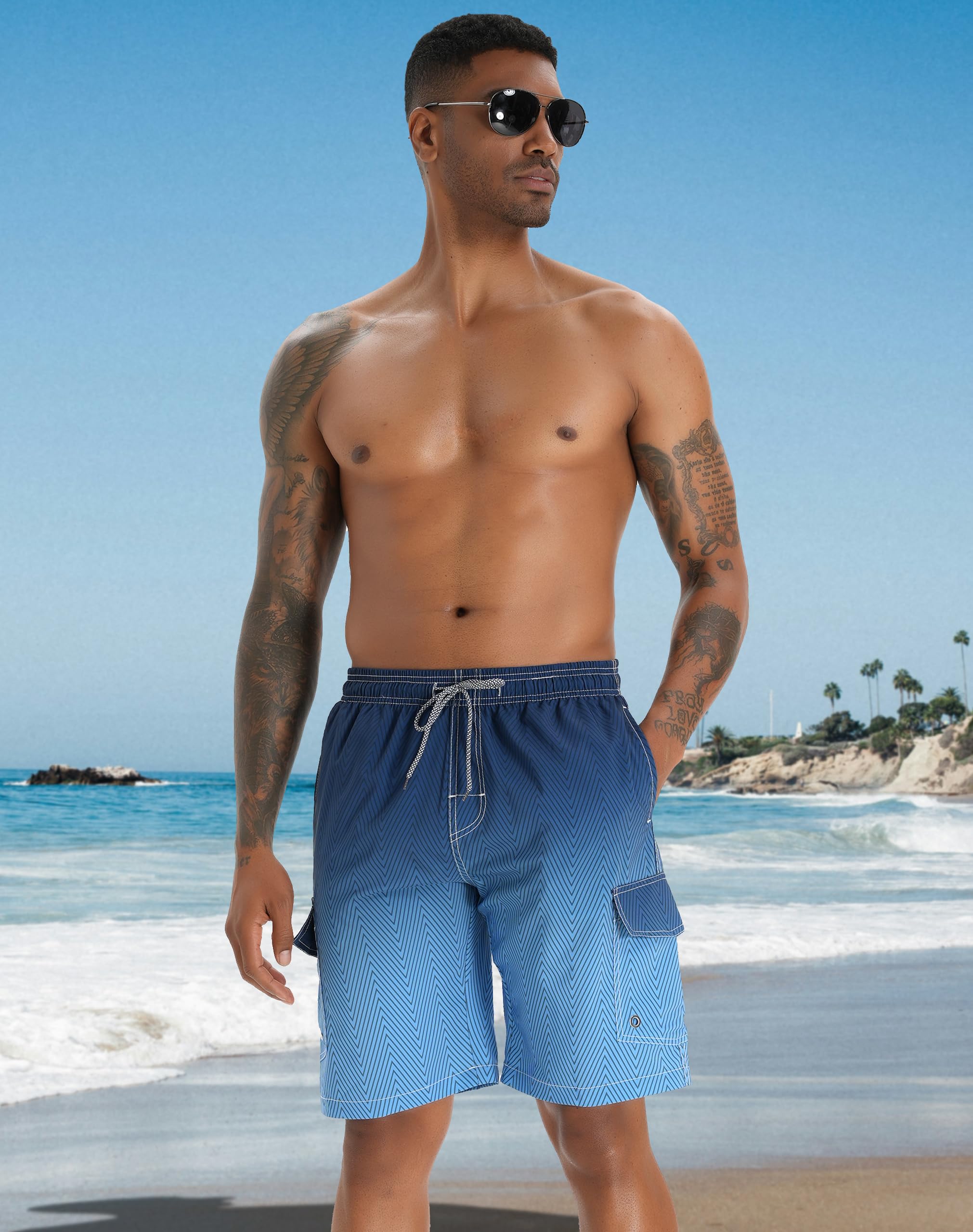 ELETOP Men's Quick Dry Swim Trunks - Performance Board Shorts with Mesh Lining for Swimming, Surfing & Beach Activities (Sizes S-4XL) - Perfect for Pool, Ocean & Summer Water Sports
