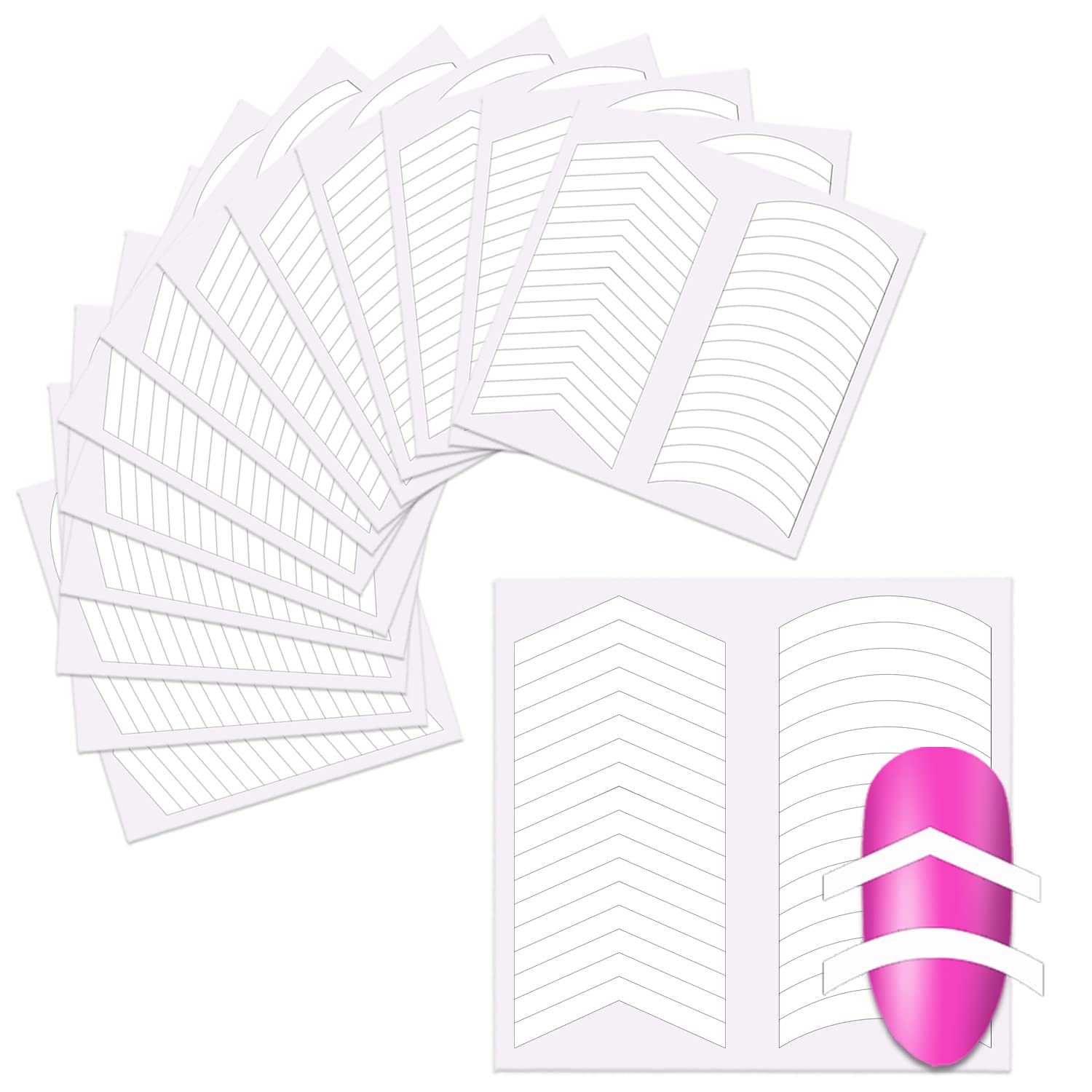 SILPECWEE 2880 Pieces French Tip Nail Guides - 90 Sheets Self-Adhesive Nail Art Stickers for French Manicure, Nail Design Tools & Stencils | Perfect for DIY Nail Art, Salon Professionals & At-Home Manicures