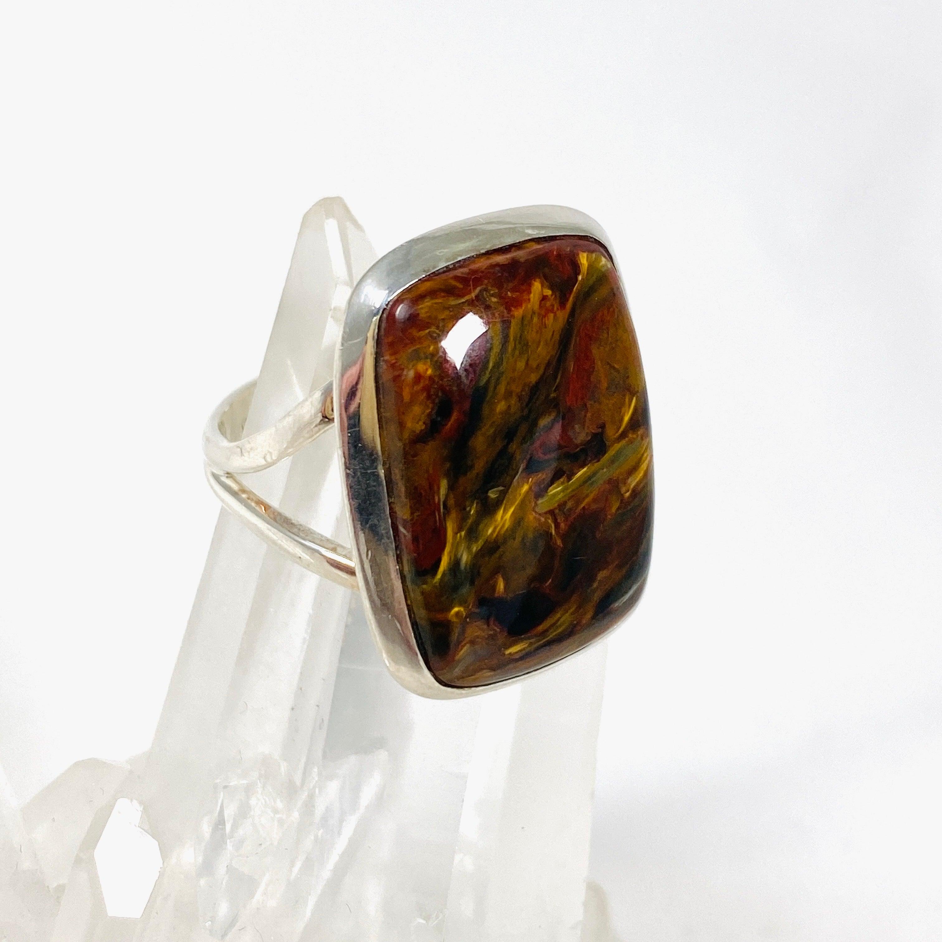 Pietersite Rectangular Ring Size 8 - Natural Gemstone Jewelry for Women, Unique Handmade Silver Ring - Perfect for Gifts, Weddings & Special Occasions