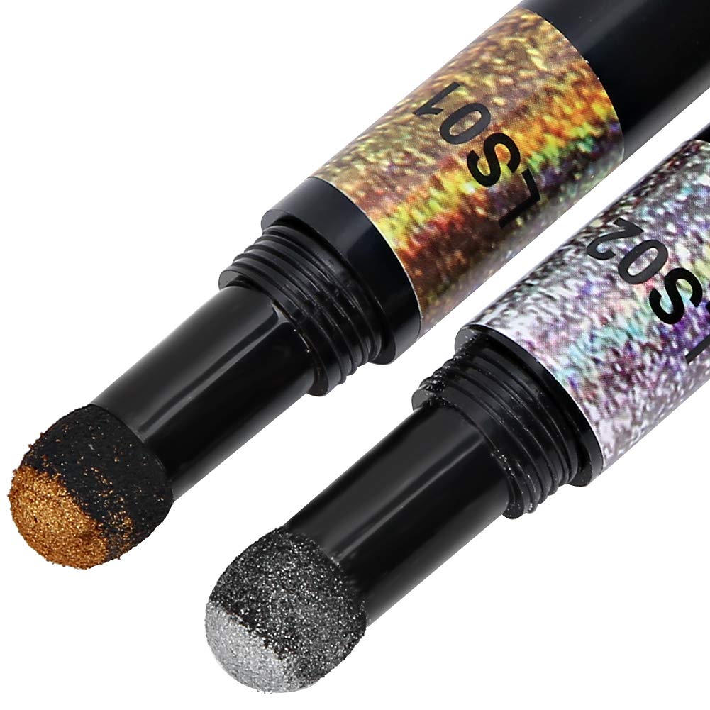 Raguso Purple Nail Art Powder Pen - 2PCS Mirror Glitter Nail Polish Pen for Manicure & Nail Design | Perfect for DIY Nails, Salon Use, and Professional Nail Art Application