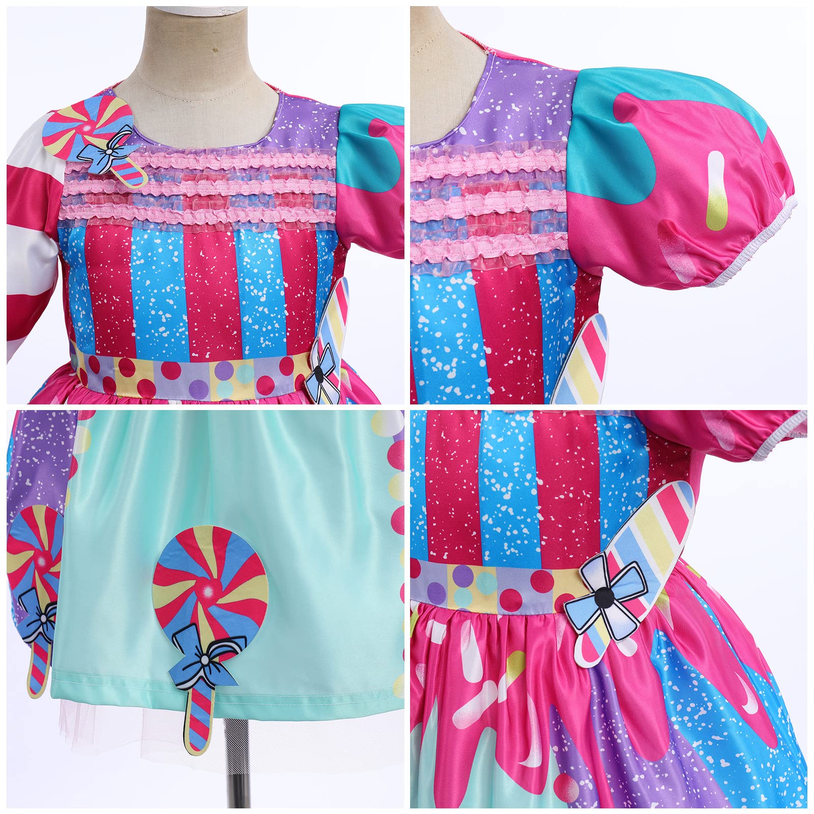 IDOPIP Rainbow Candy Tutu Dress for Girls 3-10 Years - Candy Princess Costume with Headband for Halloween, Birthday Party, Dress Up & Photo Shoot - Perfect for Princess Theme Parties, Dance Performances and Special Occasions