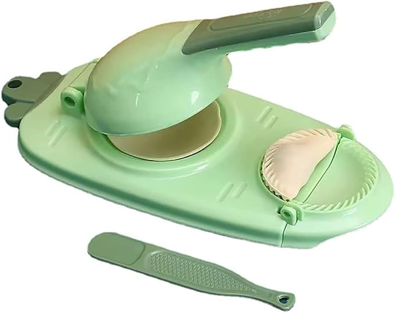 2 in 1 Dumpling Maker Press - Manual Dumpling Wrapper Mold for Chinese Food, Empanadas, Ravioli, Pierogi & Hand Pies - Green Kitchen Tool for Homemade Pastry & Asian Cuisine | Perfect for Family Cooking & Party Snack Preparation