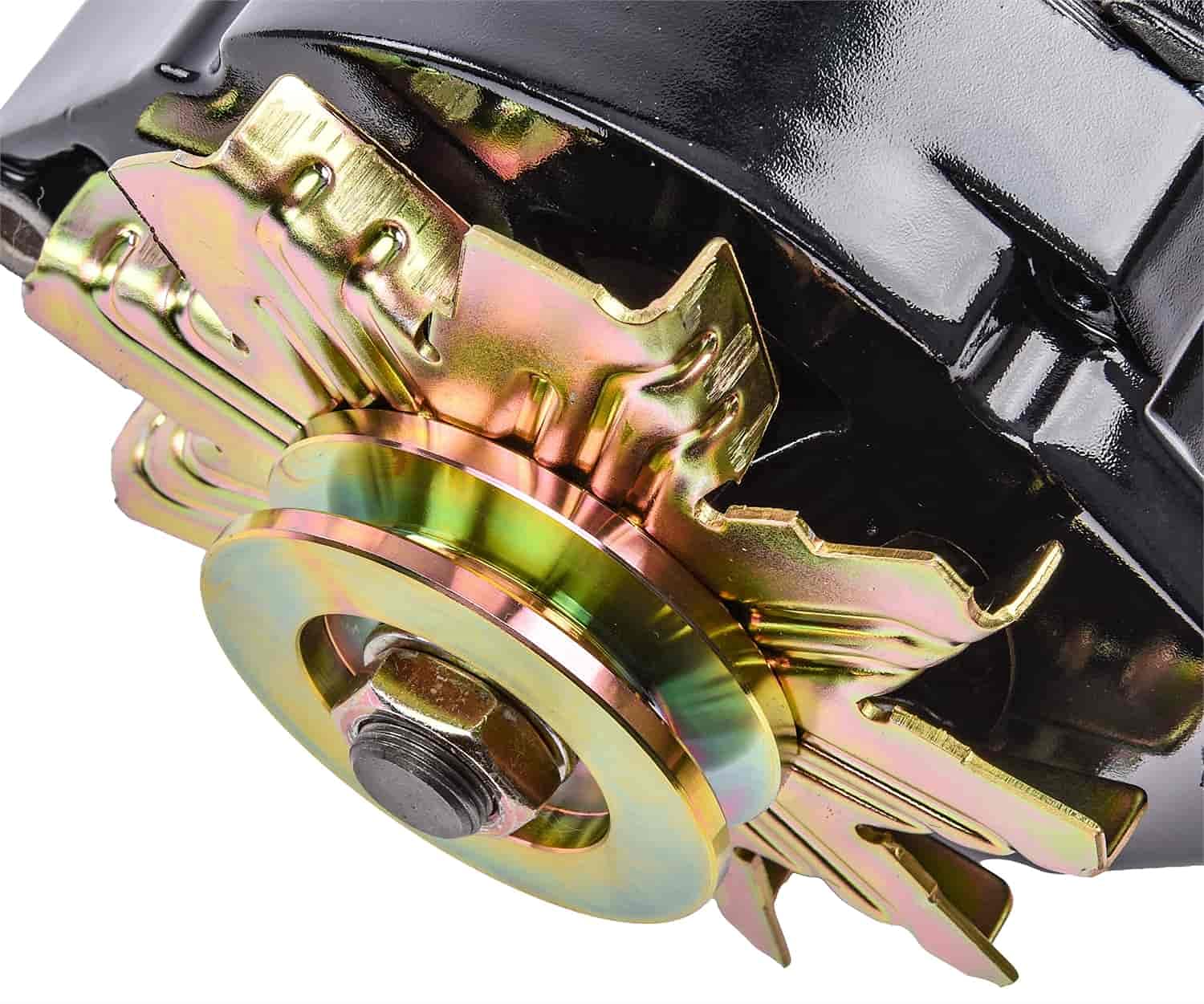 JEGS 1-Wire GM Alternator 100 Amp - High Performance Black Finish Alternator with Internal Regulator | 12 Volt GM 10si Style | Includes Single Groove V-Belt Pulley & Fan | Made in USA | Perfect for Classic Car Restoration, Hot Rods & Off-Road Vehicles