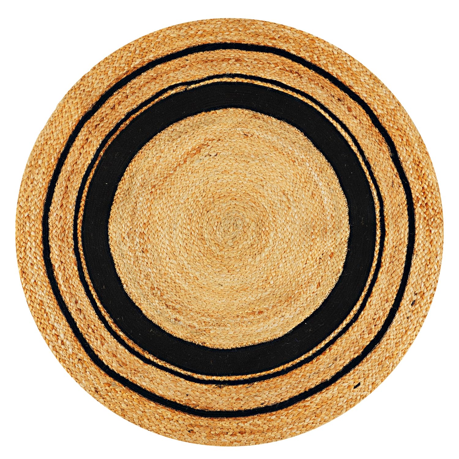 Tepo 3 ft Round Jute Rug - 100% Natural Braided Handwoven Area Rug for Kitchen, Living Room, Bedroom - Rustic Beige Home Decor | Perfect for Boho, Farmhouse & Coastal Style Interiors