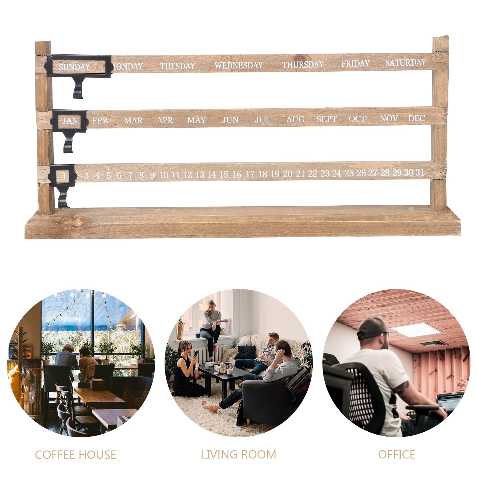 Vosarge Perpetual Desk Calendar - Wooden Sliding Wall Calendar for Home & Office Decor - Perfect for Daily Planning, Gifts, and Desk Organization